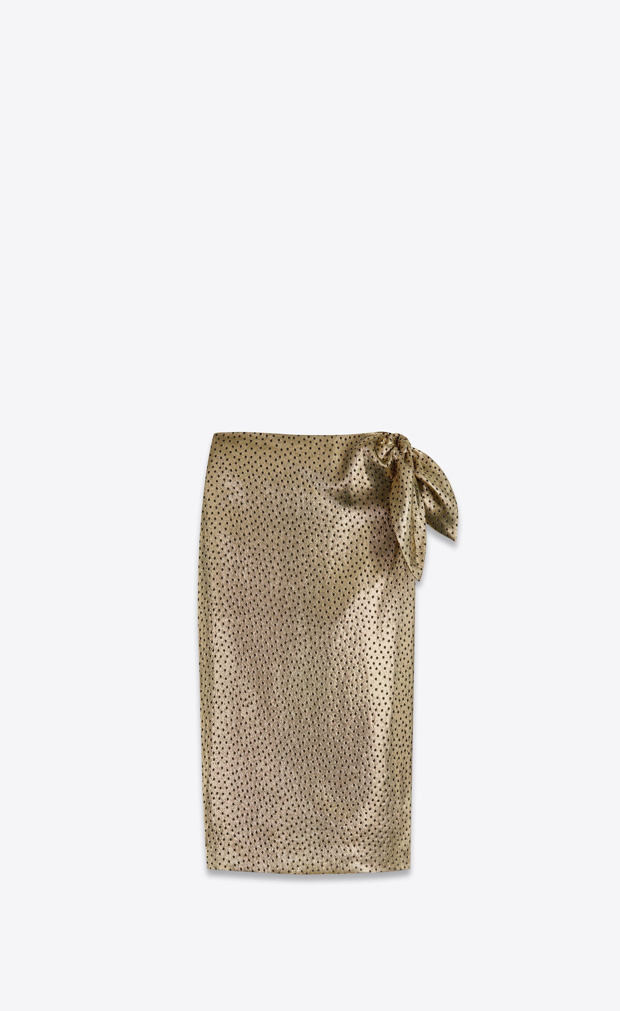 Saint Laurent Paris o1b1hav110525 776458 Tied Pencil Skirt in Dotted Lamé Gold Size 26" / US 2 / IT 38 - 1 Thumbnail