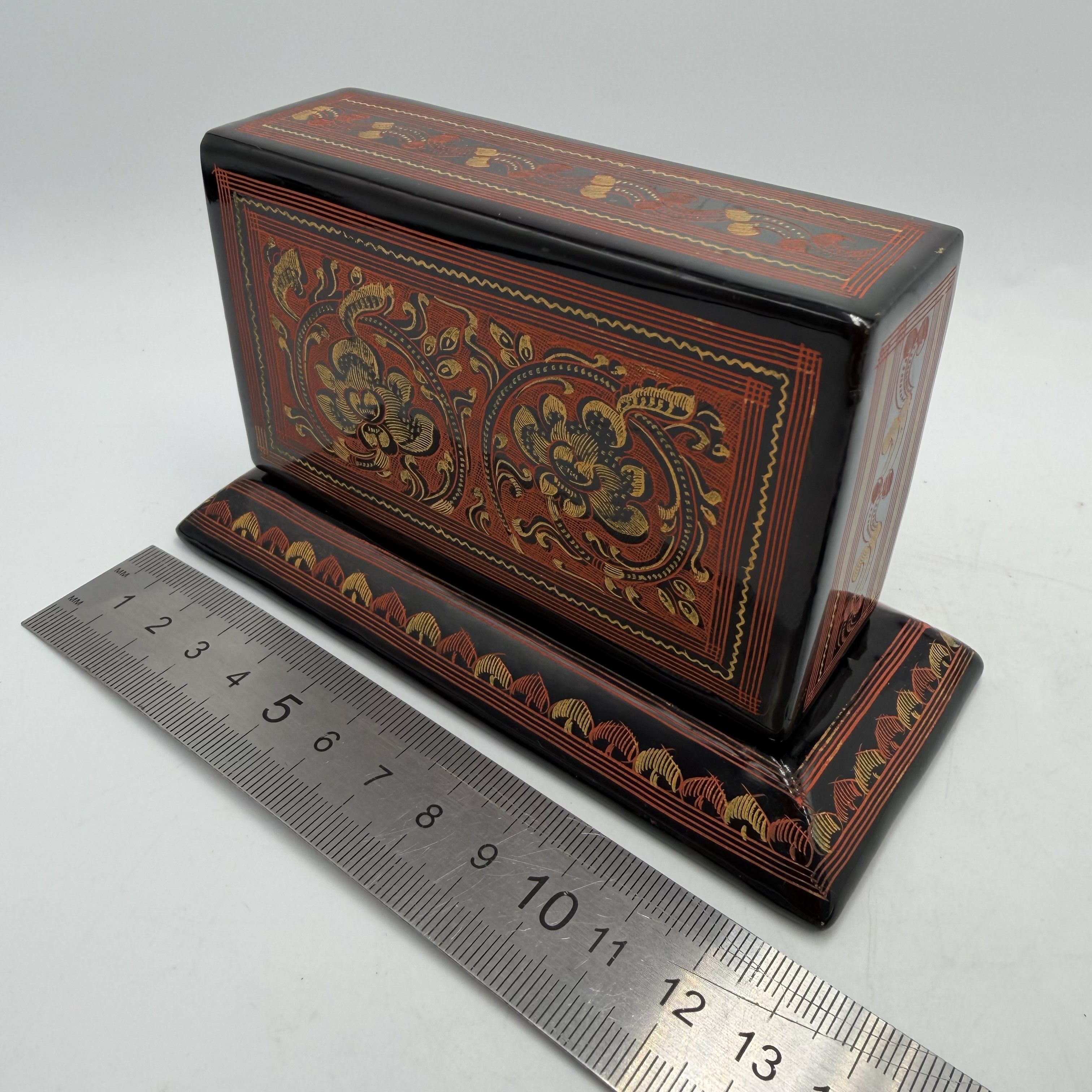 Vintage Vintage Lacquer Desk Organizer Box Black Hand Painted Size ONE SIZE - 6 Thumbnail