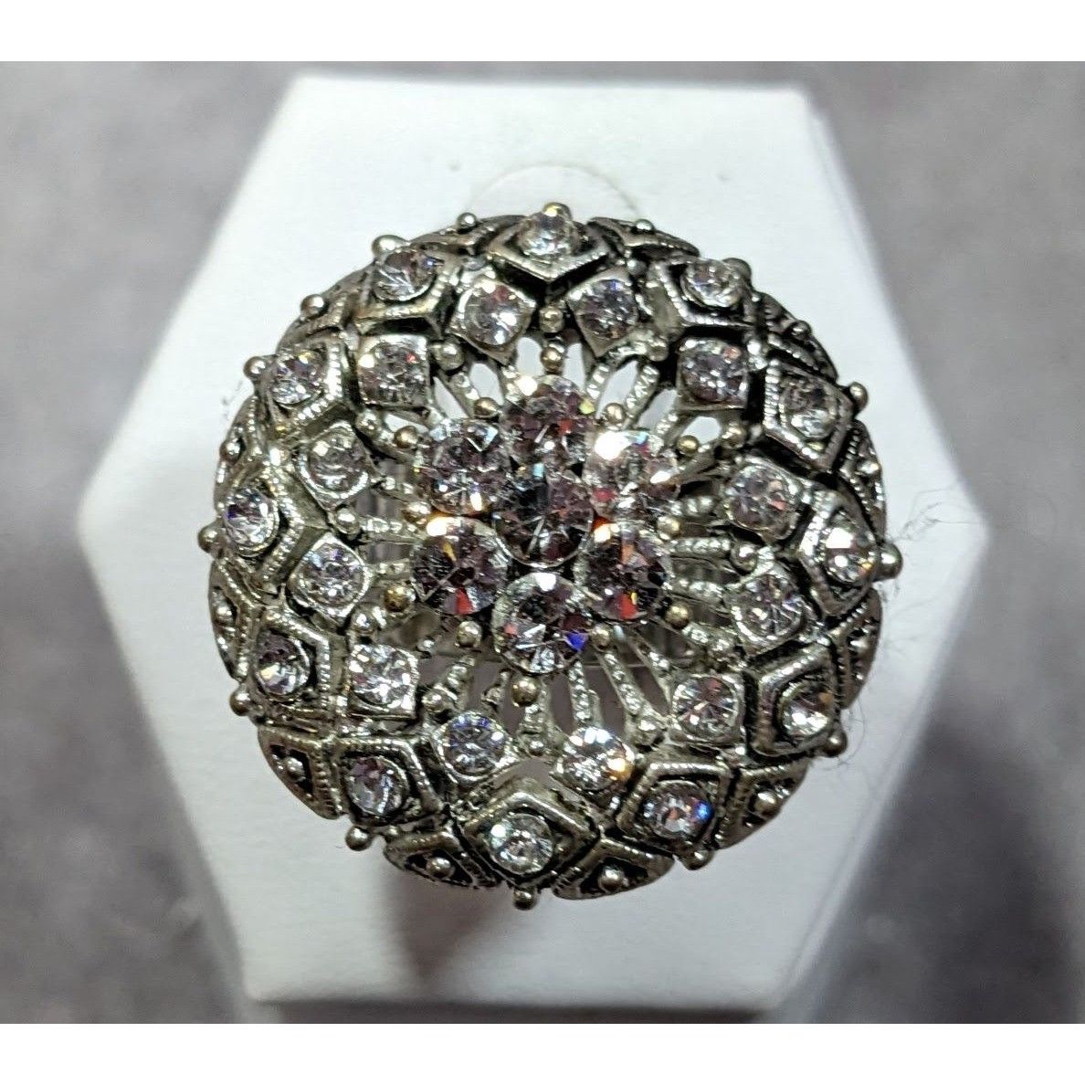 Other Elegant Glam Pillow Top Style Rhinestone Silver Tone Adjusta Size ONE SIZE - 6 Thumbnail