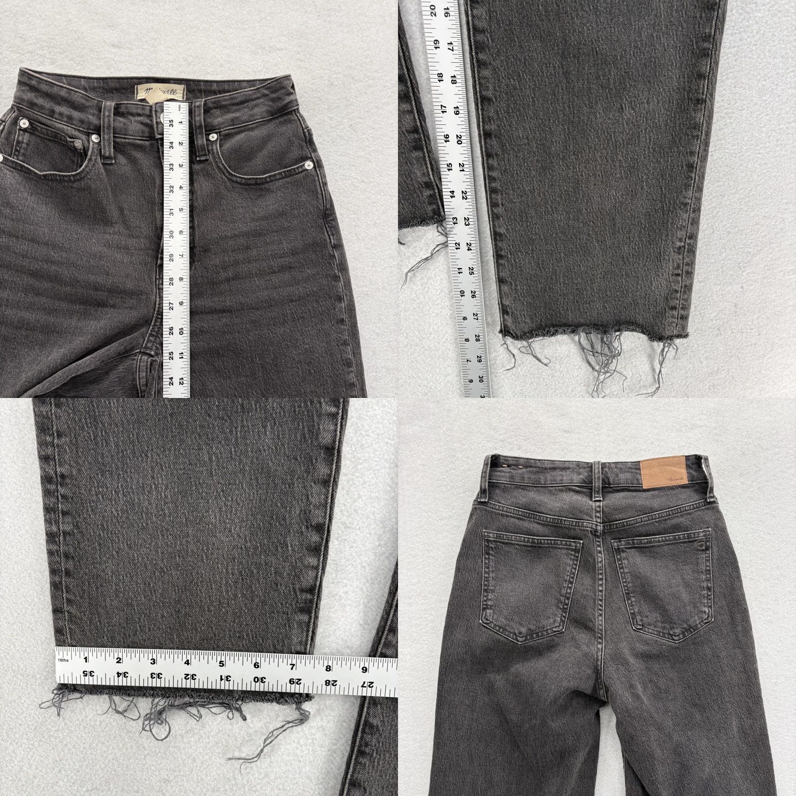 Madewell Madewell Jeans Womens 24 High Rise Curvy Straight Gray Denim 5-Pocket Distressed Fringe Cotton Blend Spandex Crop Vintage? No Size 42" / US 20 - 8 Thumbnail