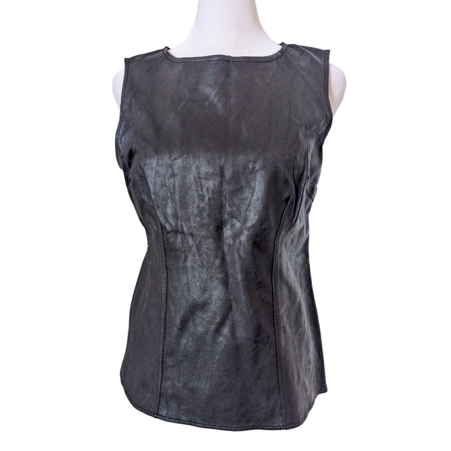 Anthropologie CAbi Black Vegan Leather Shell Top Vest Size 2 Size XS / US 0-2 / IT 36-38 - 3 Thumbnail