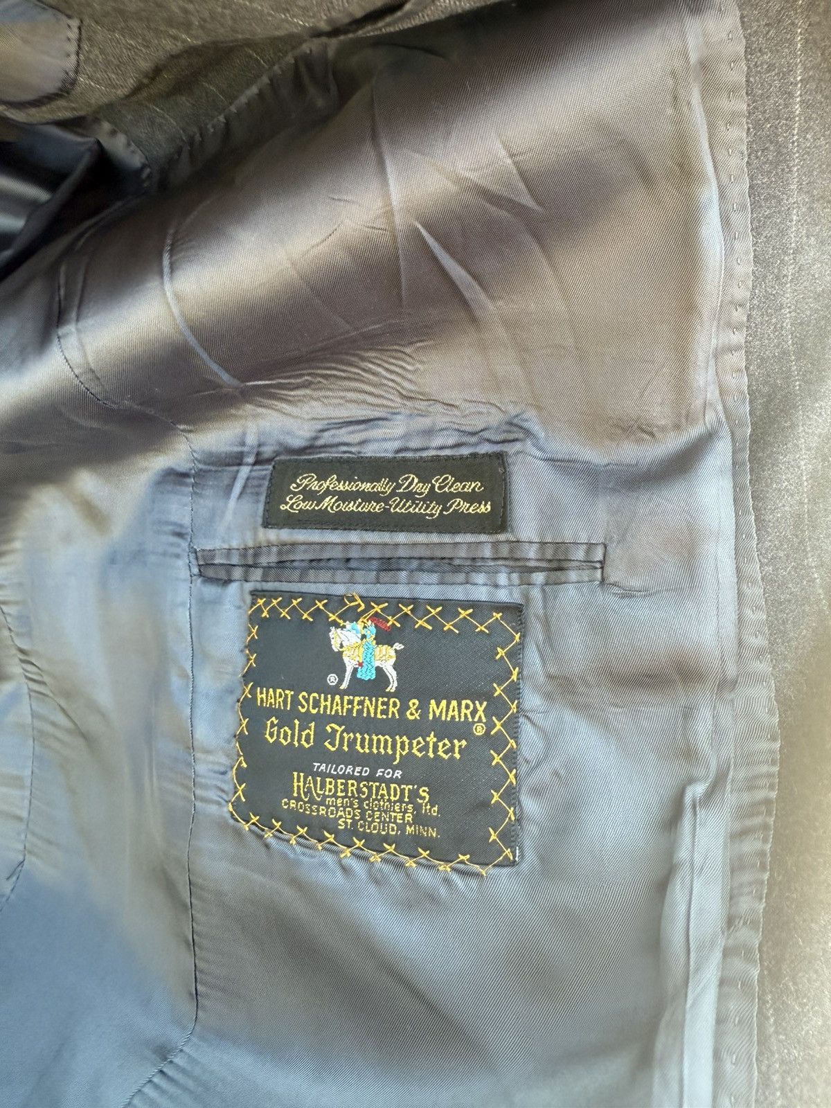 Hart Schaffner Marx Hart Schaffner Marx Custom Two Piece Grey Stripped Suit Size 42L - 6 Thumbnail
