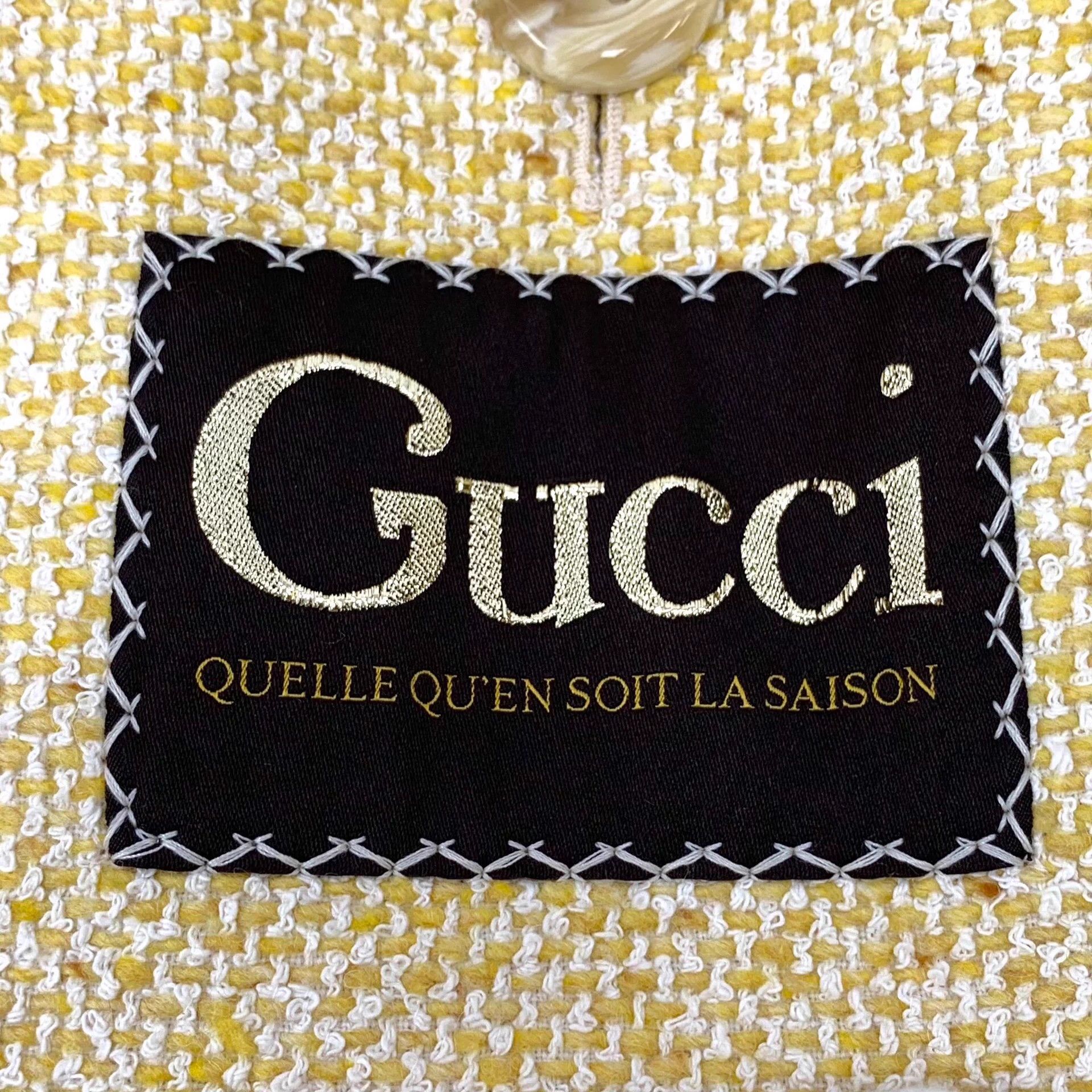 Gucci KW0841 Gucci Yellow Wool Tweed Sleeveless Vest with Belt Size XS / US 0-2 / IT 36-38 - 6 Thumbnail