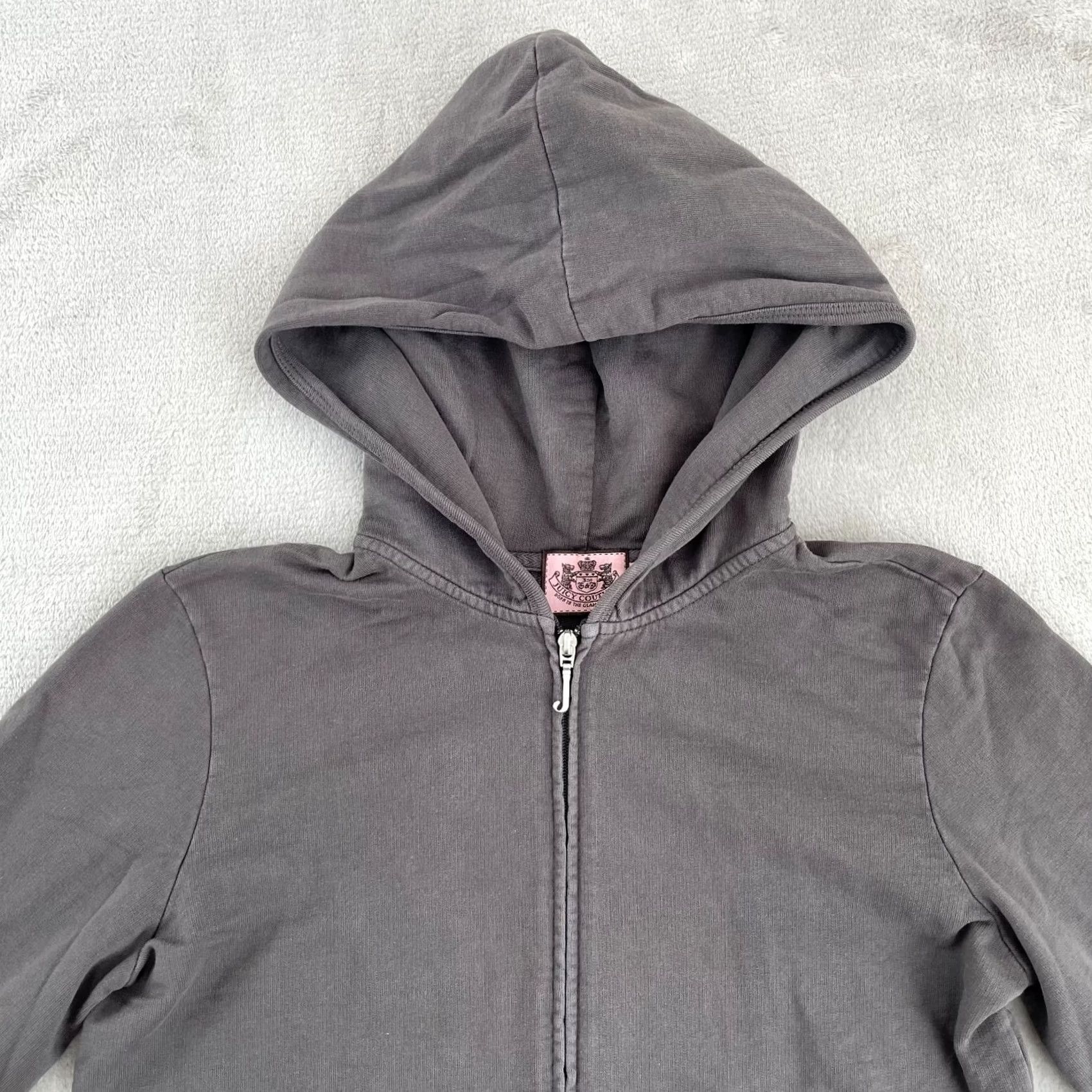 Juicy Couture VINTAGE Juicy Couture Hoodie Women Large Gray Back Logo Long Sleeve Full Zip Knit French Terry 100% Cotton Grunge Decade 90s Mens Womens Size L / US 10 / IT 46 - 3 Thumbnail