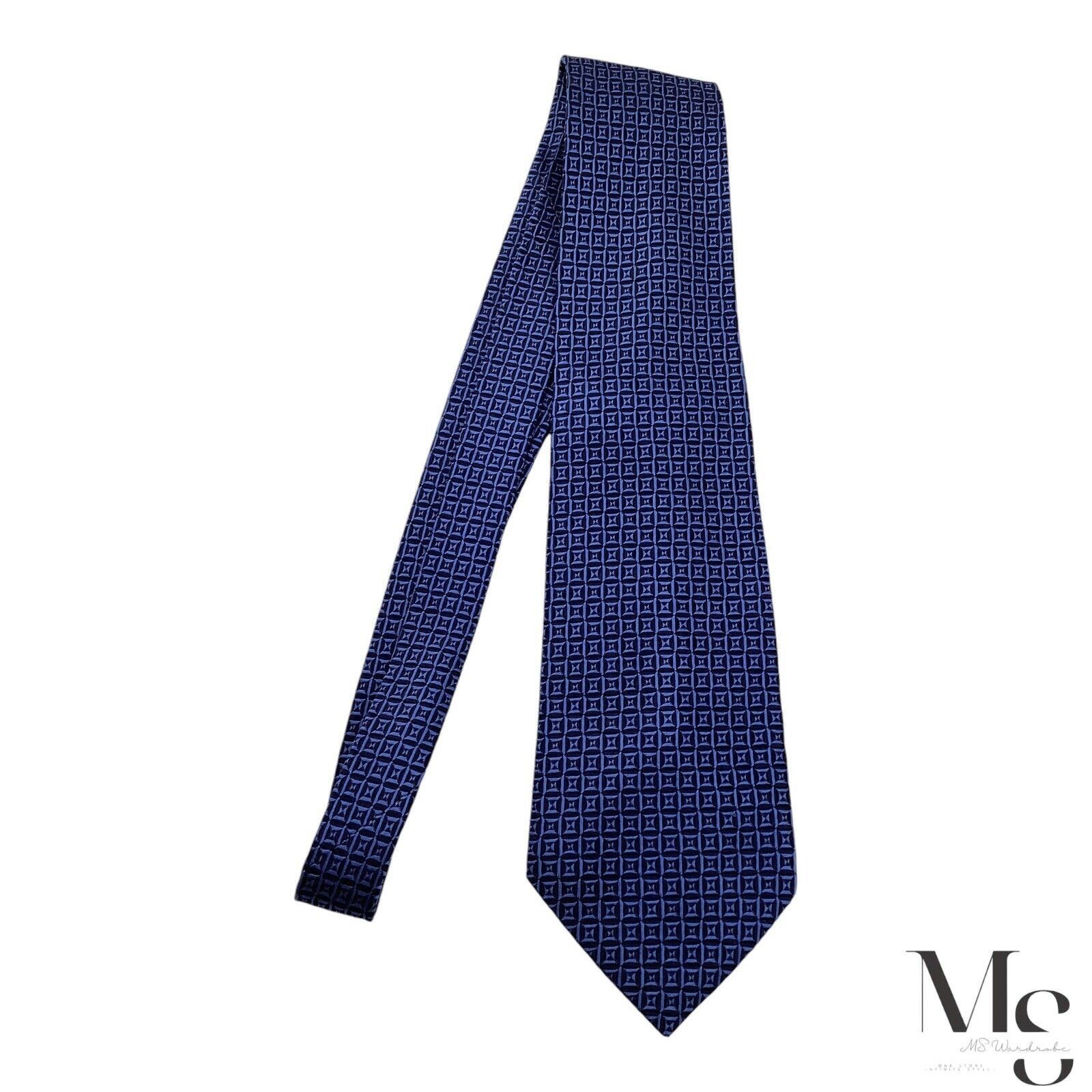 Lanvin LANVIN PARIS Blue Geometric Luxury Silk Tie Made In France W Size ONE SIZE - 6 Thumbnail