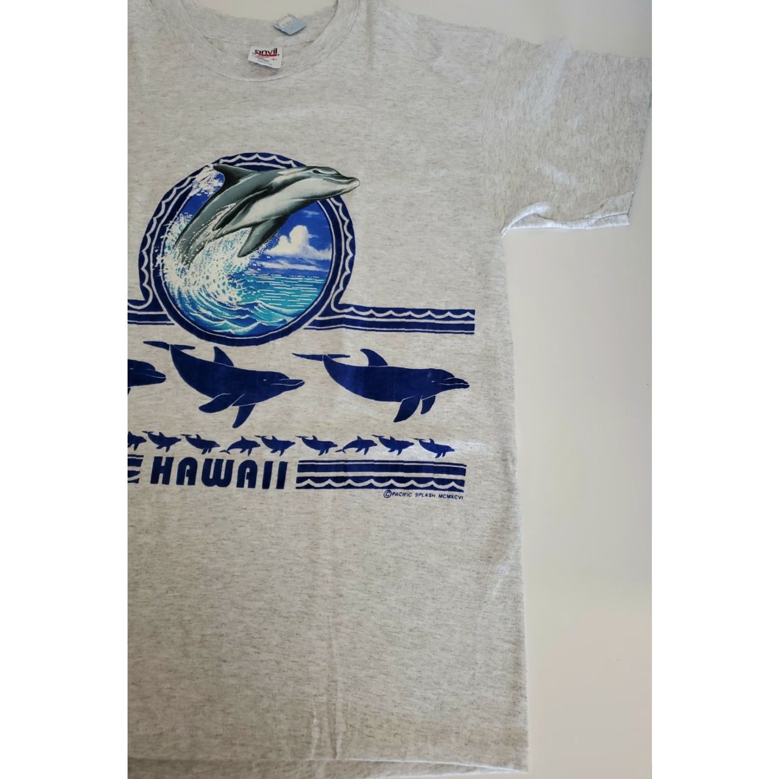 Anvil VINTAGE Anvil Graphic Tee Aloha Hawaii Dolphin Shirt Large Gray 90s Mens Size US L / EU 52-54 / 3 - 3 Thumbnail