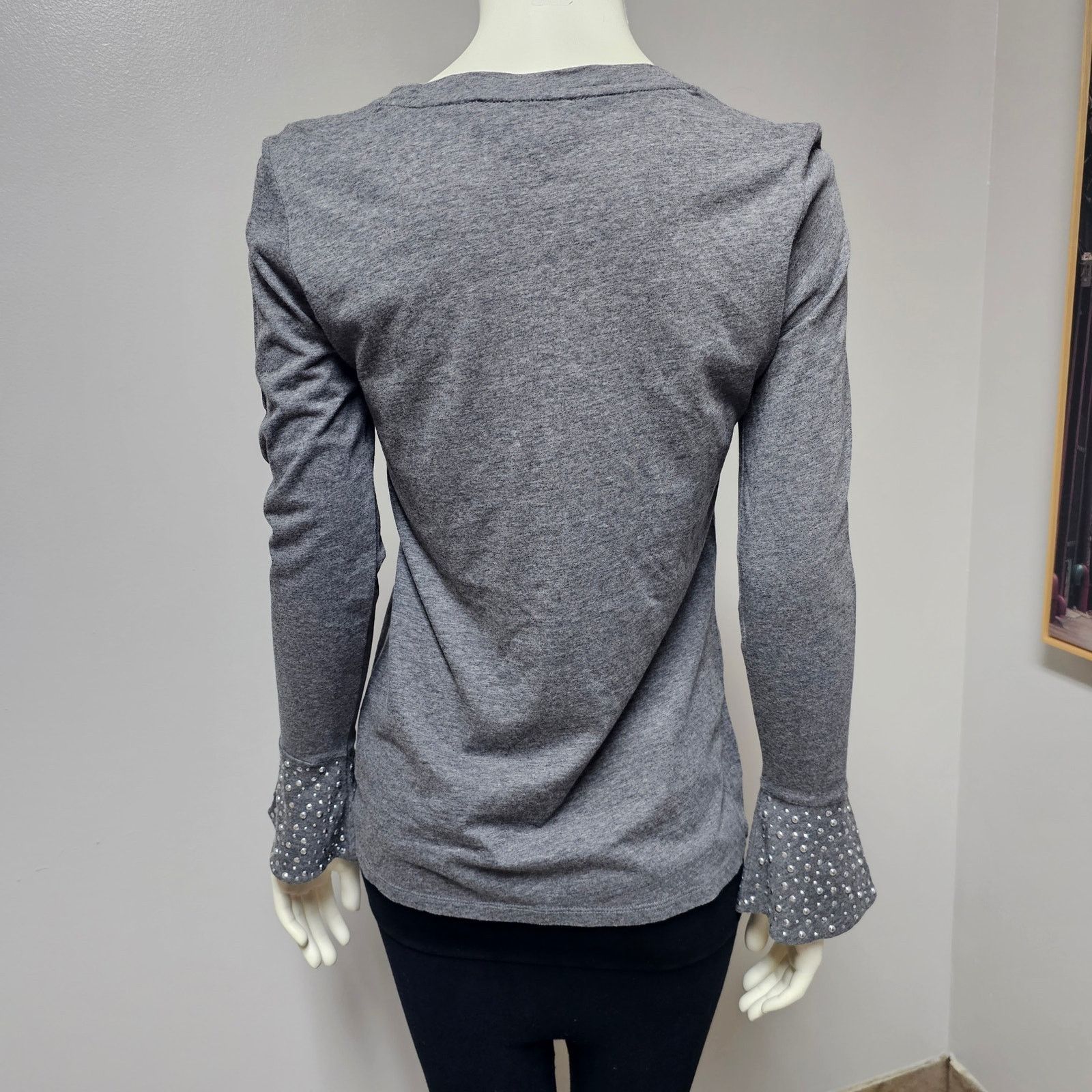 Michael Kors Michael Kors Womens Bell Sleeve Silver Studs Crew Neck S/P Size S / US 4 / IT 40 - 2 Thumbnail