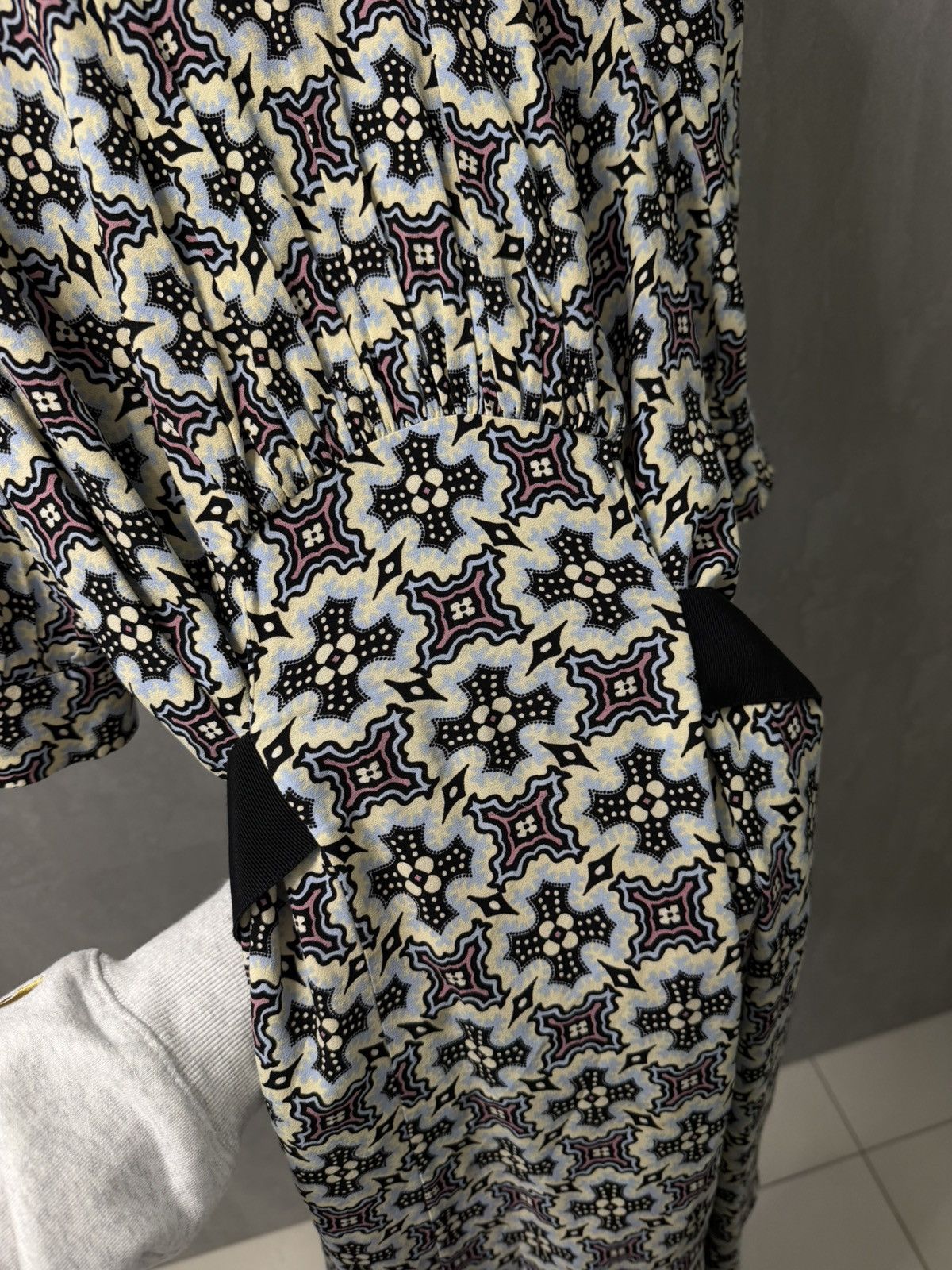 Prada Prada 2015 Purple & Blue Printed Viscose Stretch Crepe Dress Size S / US 4 / IT 40 - 17 Thumbnail