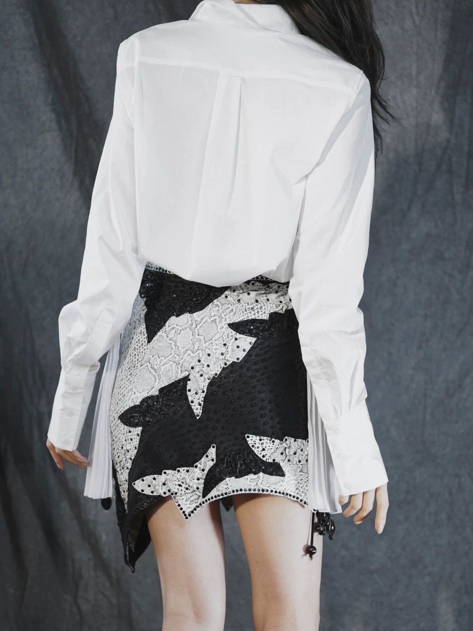 Tommy Hilfiger TOME Women's White Pleated Collar Shirt DressesUS4 Size S / US 4 / IT 40 - 4 Thumbnail