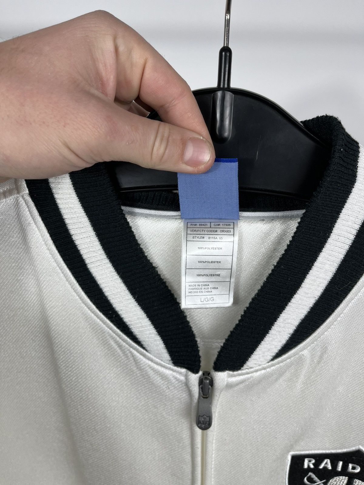 Reebok NFL Raiders Reebok Zip Up Jacket White Black L Size Size US L / EU 52-54 / 3 - 6 Thumbnail