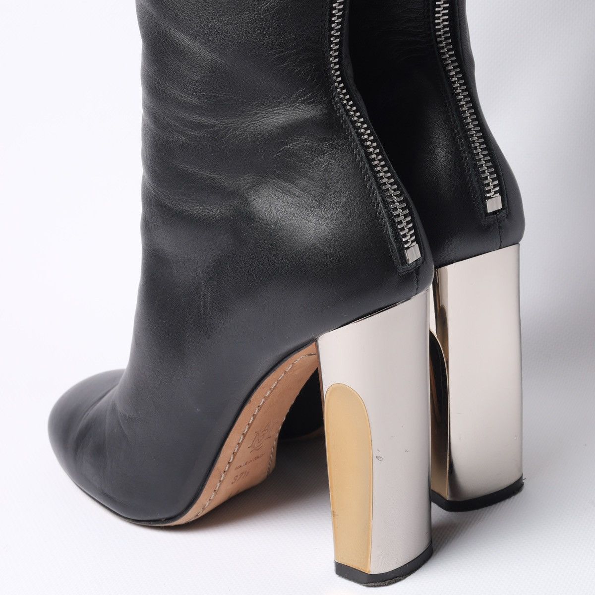 Alexander McQueen Alexander McQueen Black Mid-Calf Leather Boots Shoes Size US 7.5 / IT 37.5 - 7 Thumbnail