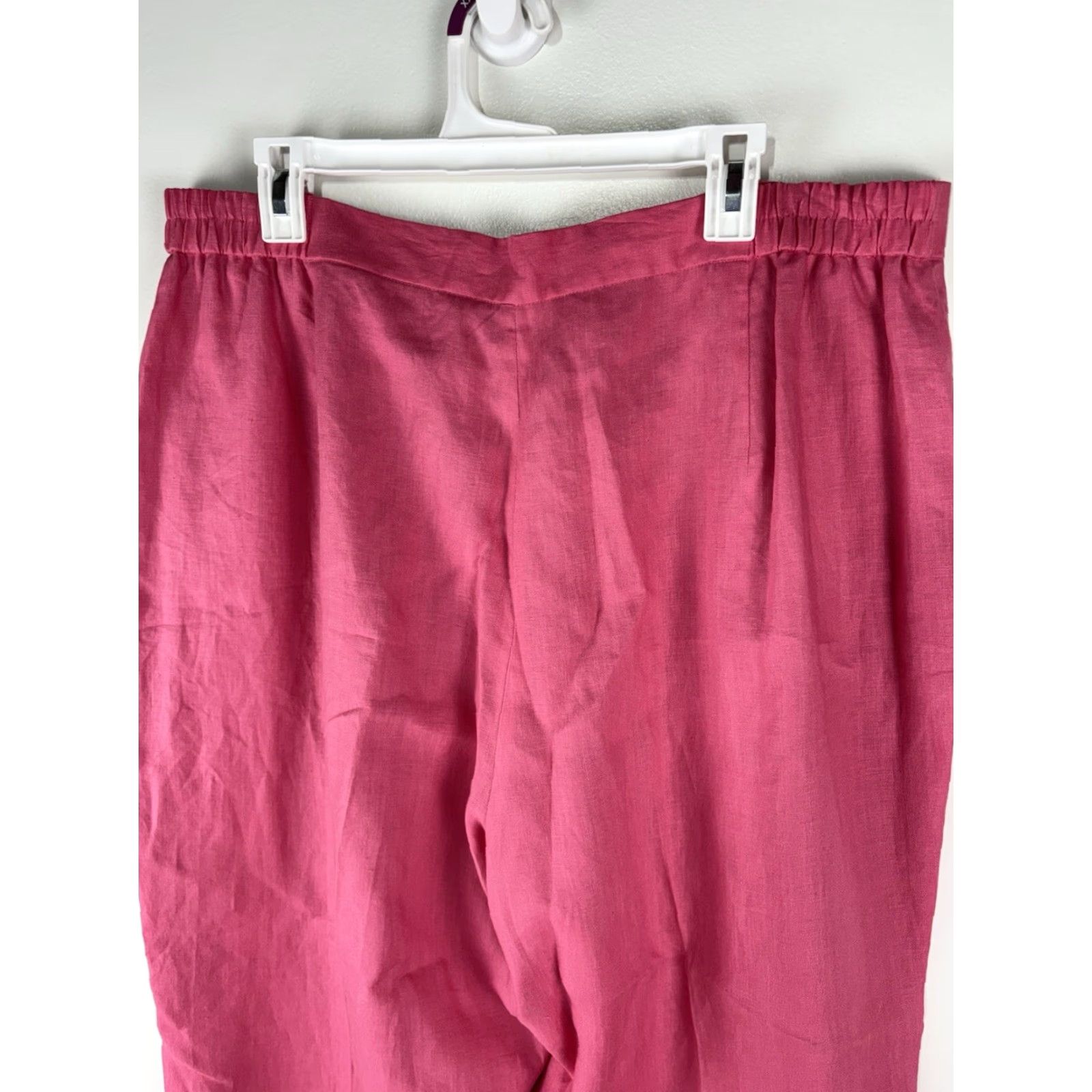 Vintage Parisian Signature Woman Pink Linen Dress Pants Plus Size 22W Wide Leg Classic Fit Womens Size 40" / US 18 - 5 Thumbnail