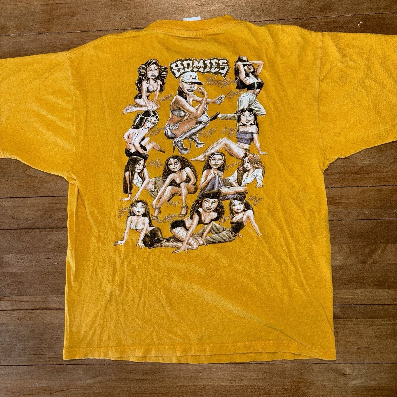Homies × Vintage Vintage Homies “Homie Girls” Low Rider Tee L Yellow 1990s Size US L / EU 52-54 / 3 - 1 Thumbnail