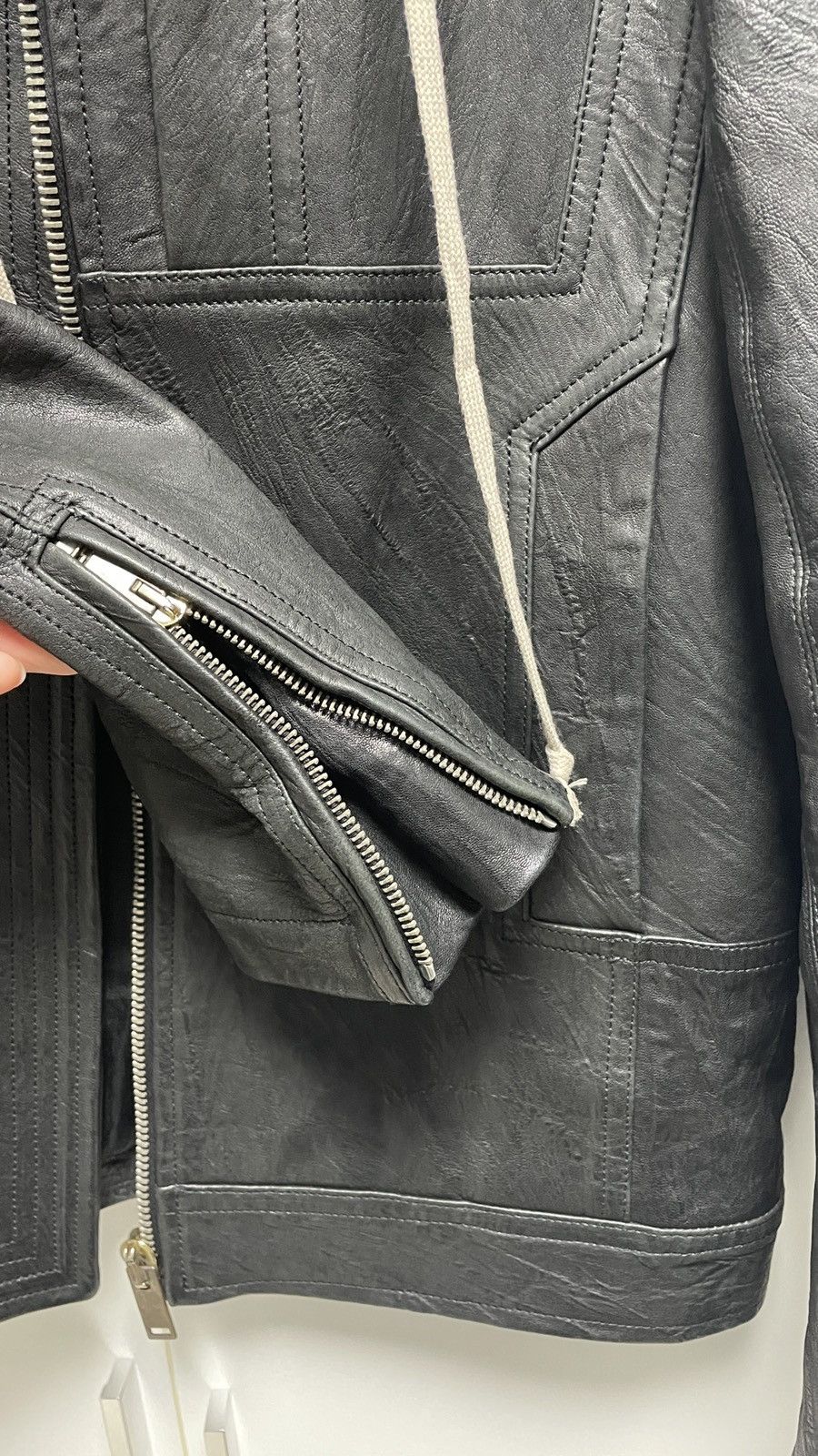 Rick Owens 13f/w Limited leather jacket *mint Hidden hood on neck Size US L / EU 52-54 / 3 - 15 Thumbnail