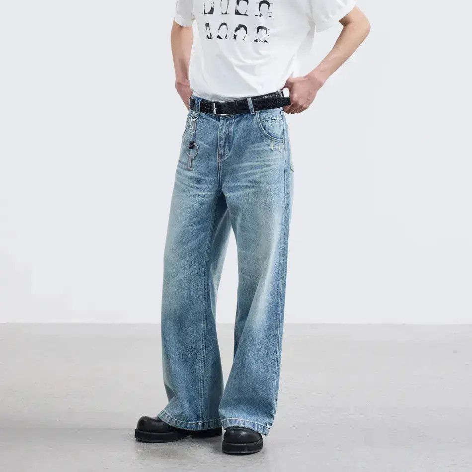 Japanese Brand Retro loose straight leg wide leg jeans Size US 32 / EU 48 - 4 Thumbnail