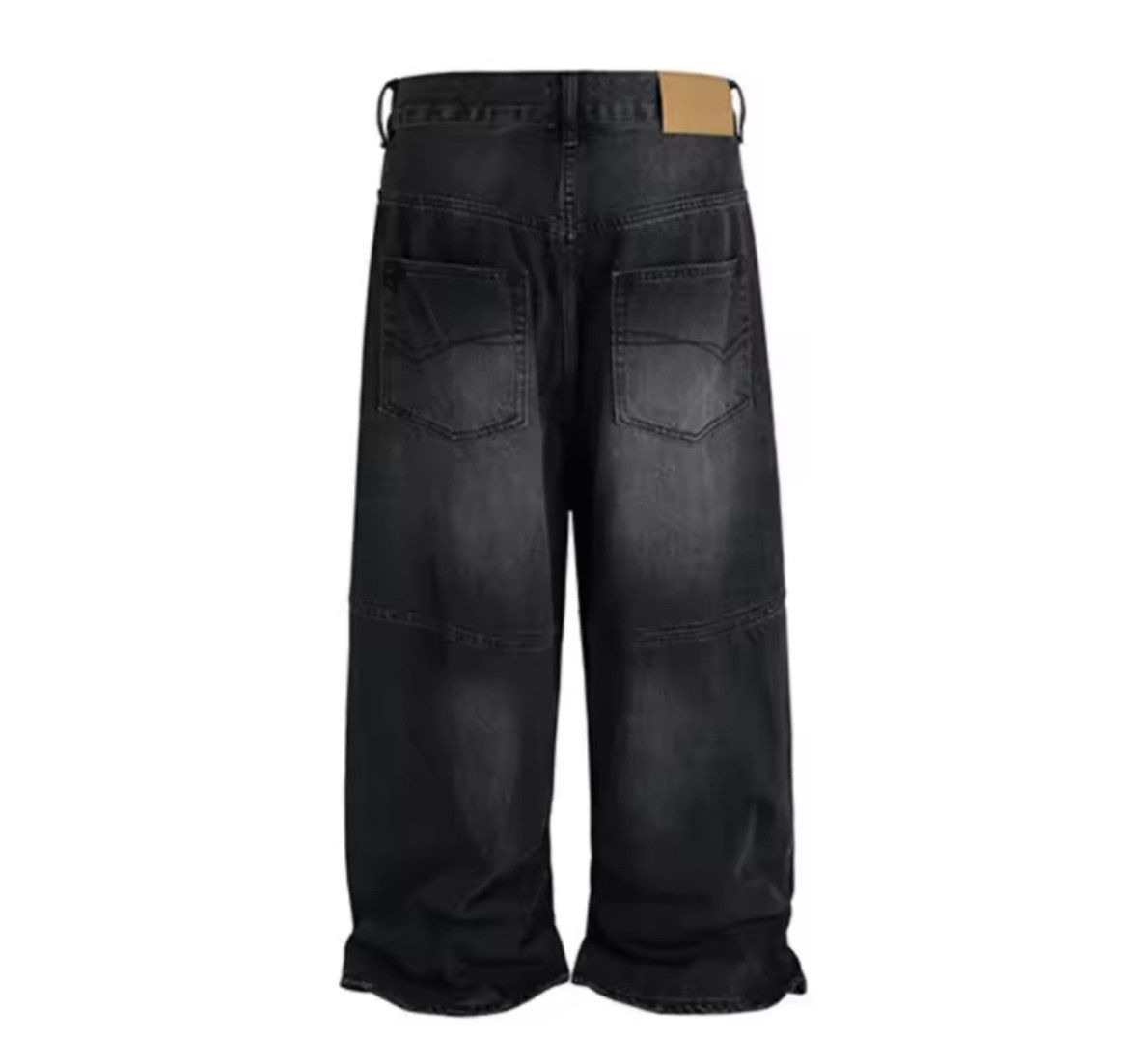 Japanese Brand Color Blocking Drawstring Double Knee Baggy Jeans Size US 30 / EU 46 - 2 Thumbnail