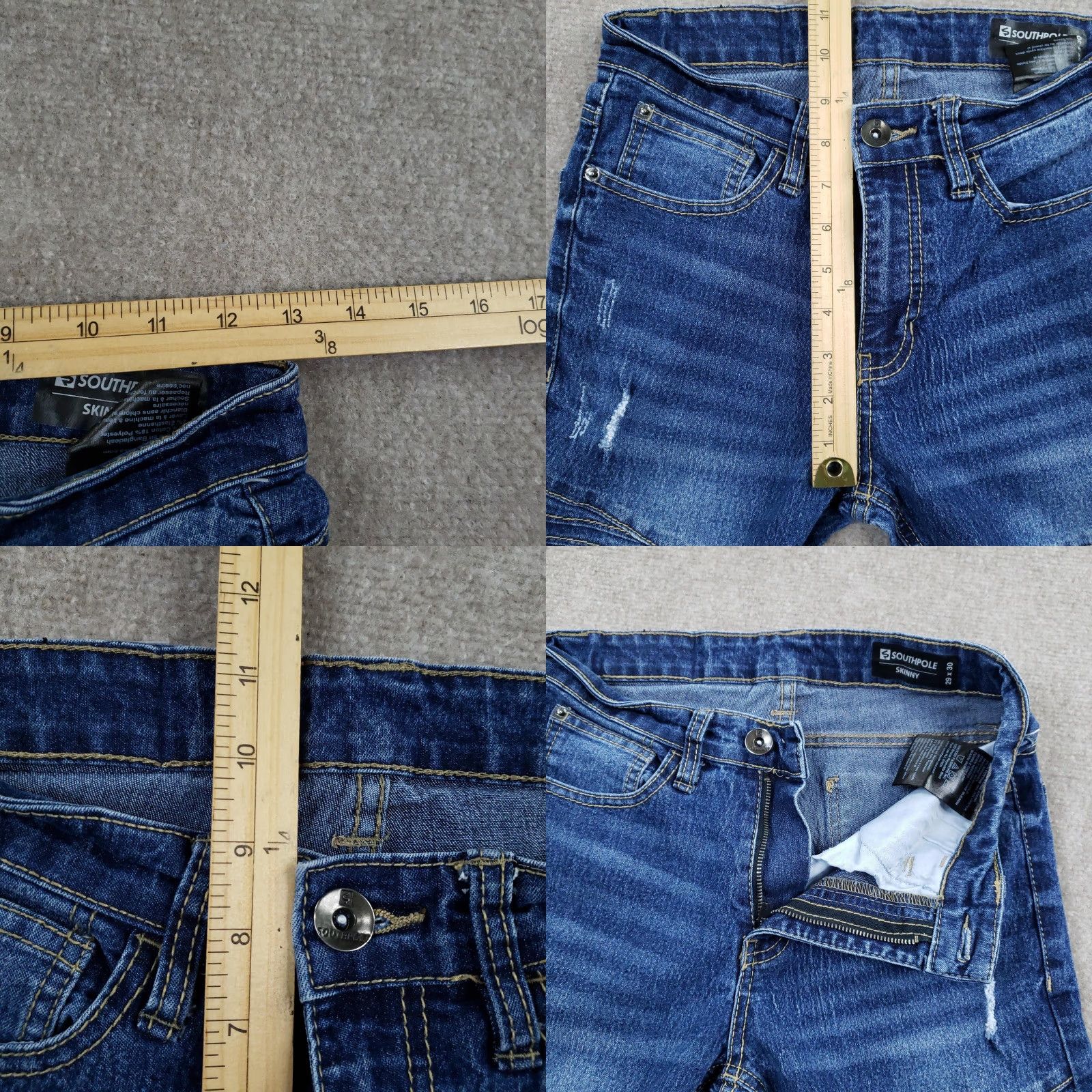 Southpole Southpole Jeans Mens 29x30 Blue Skinny Moto Biker Denim Distressed Jeans Size US 29 - 8 Thumbnail