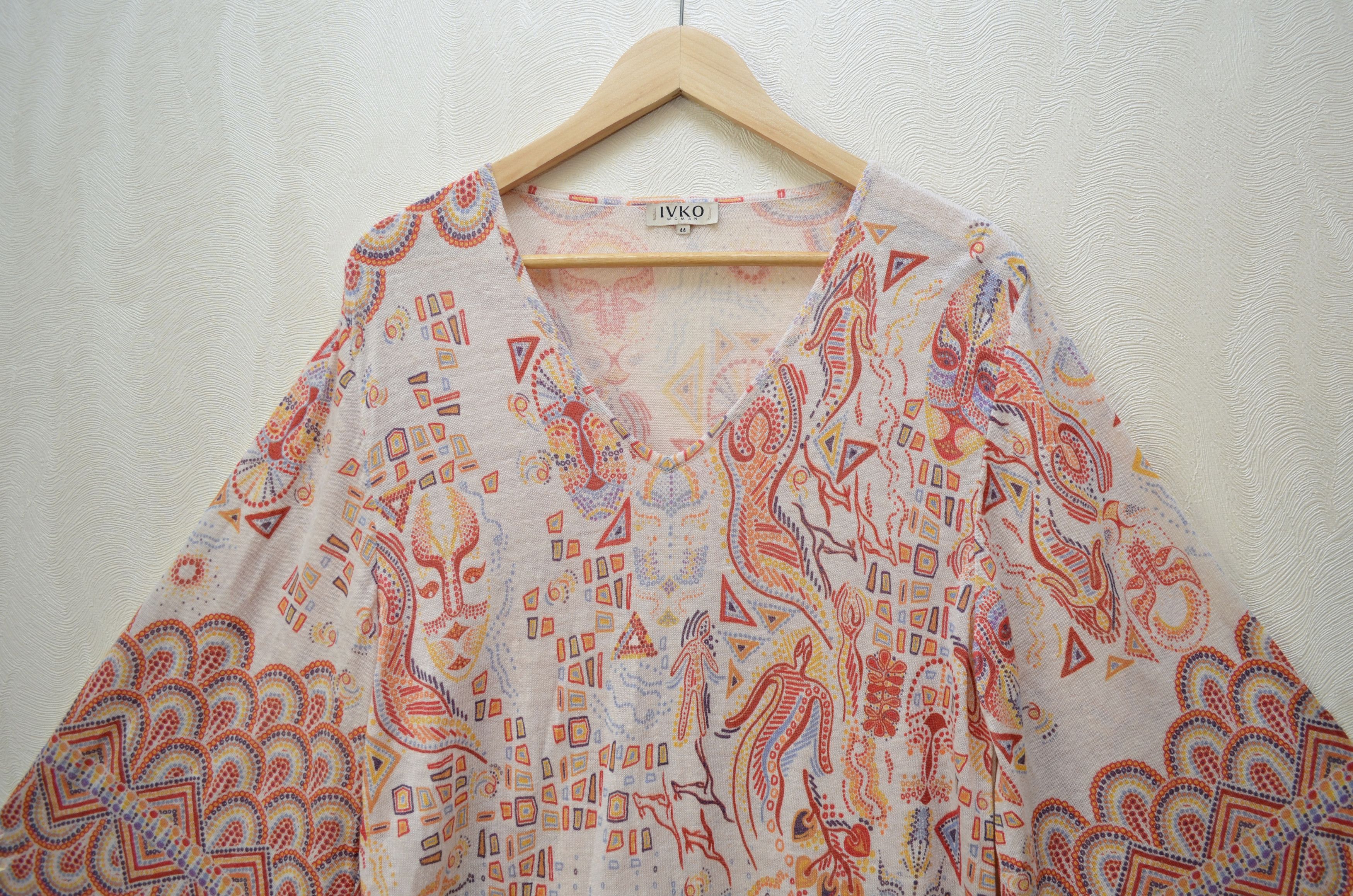 Designer Ivko Canvas Jumper Tunic Linen Shirt Curry Saffron Orange Size M / US 6-8 / IT 42-44 - 5 Thumbnail