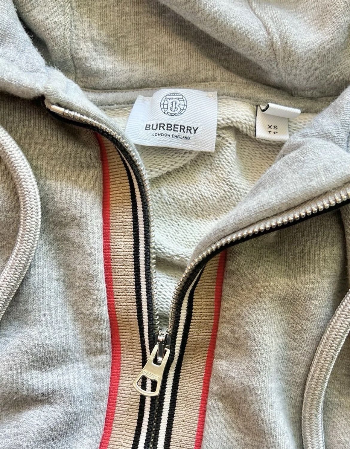 Burberry BURBERRY⚡️Men Size XS "Lexington" Icon stripe gray zip hoodie Size US XS / EU 42 / 0 - 5 Thumbnail