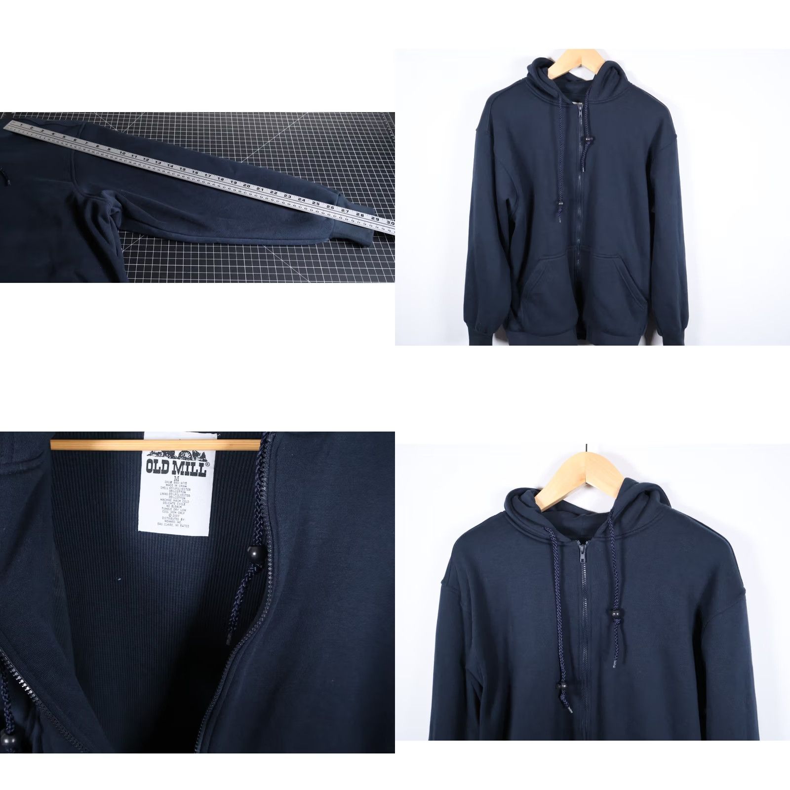 Vintage Old Mill Men's Medium Blue Thermal Lined Zip Hoodie Sweatshirt Size US M / EU 48-50 / 2 - 8 Thumbnail