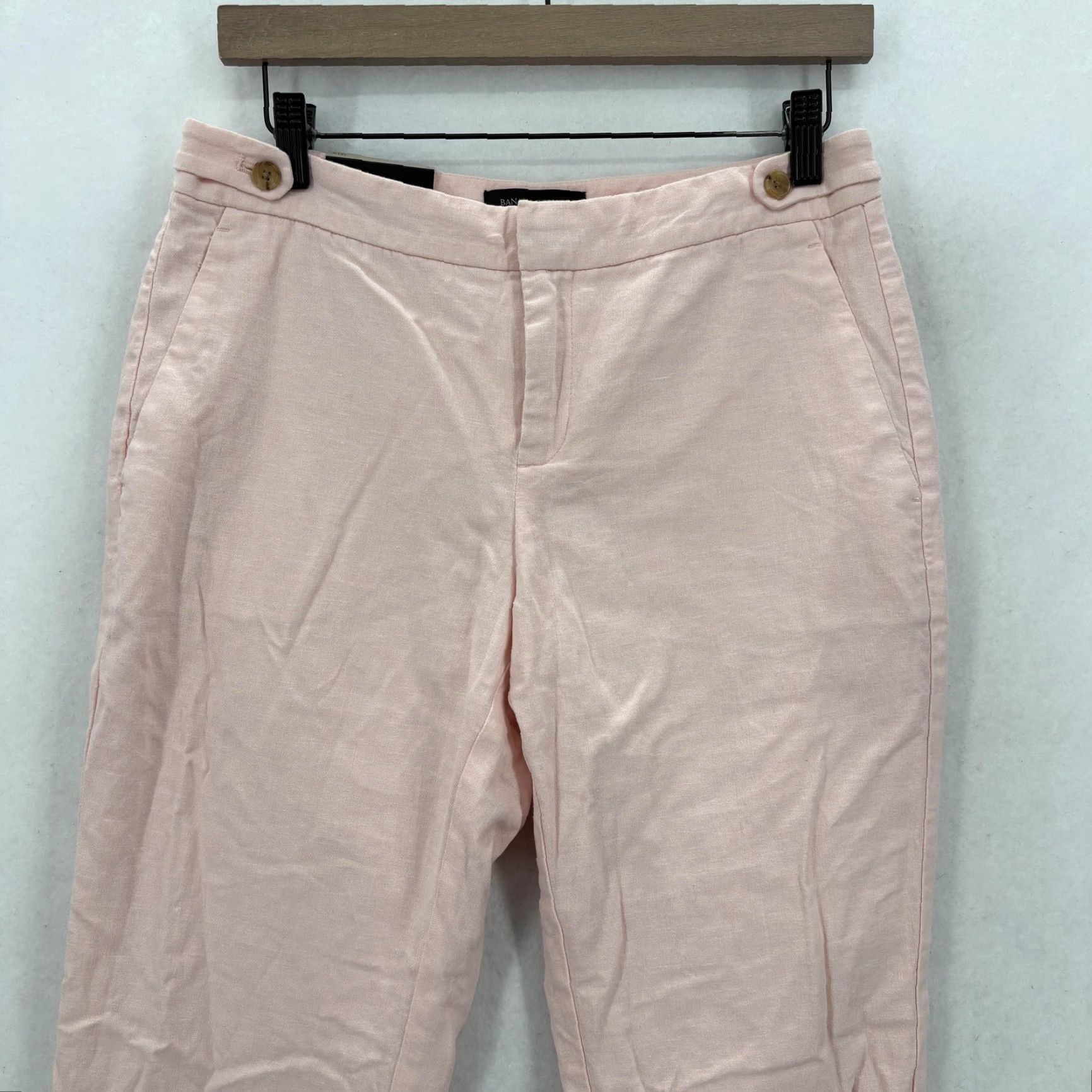 Banana Republic Banana Republic Pants Womens 4 Pink Linen Mid Rise Straight Ankle Stretch Size 27" / US 4 / IT 40 - 2 Thumbnail