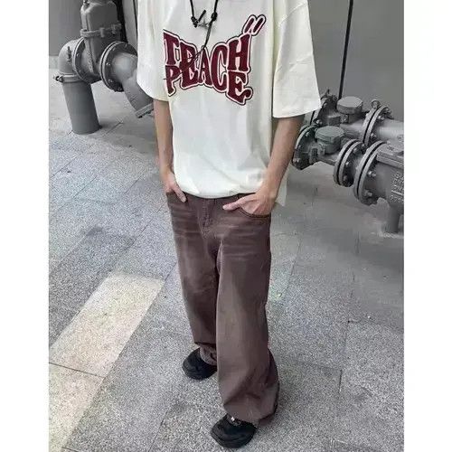 Designer × Jean fade baggy distressed washed hiphop jeans Size US 32 / EU 48 - 4 Thumbnail
