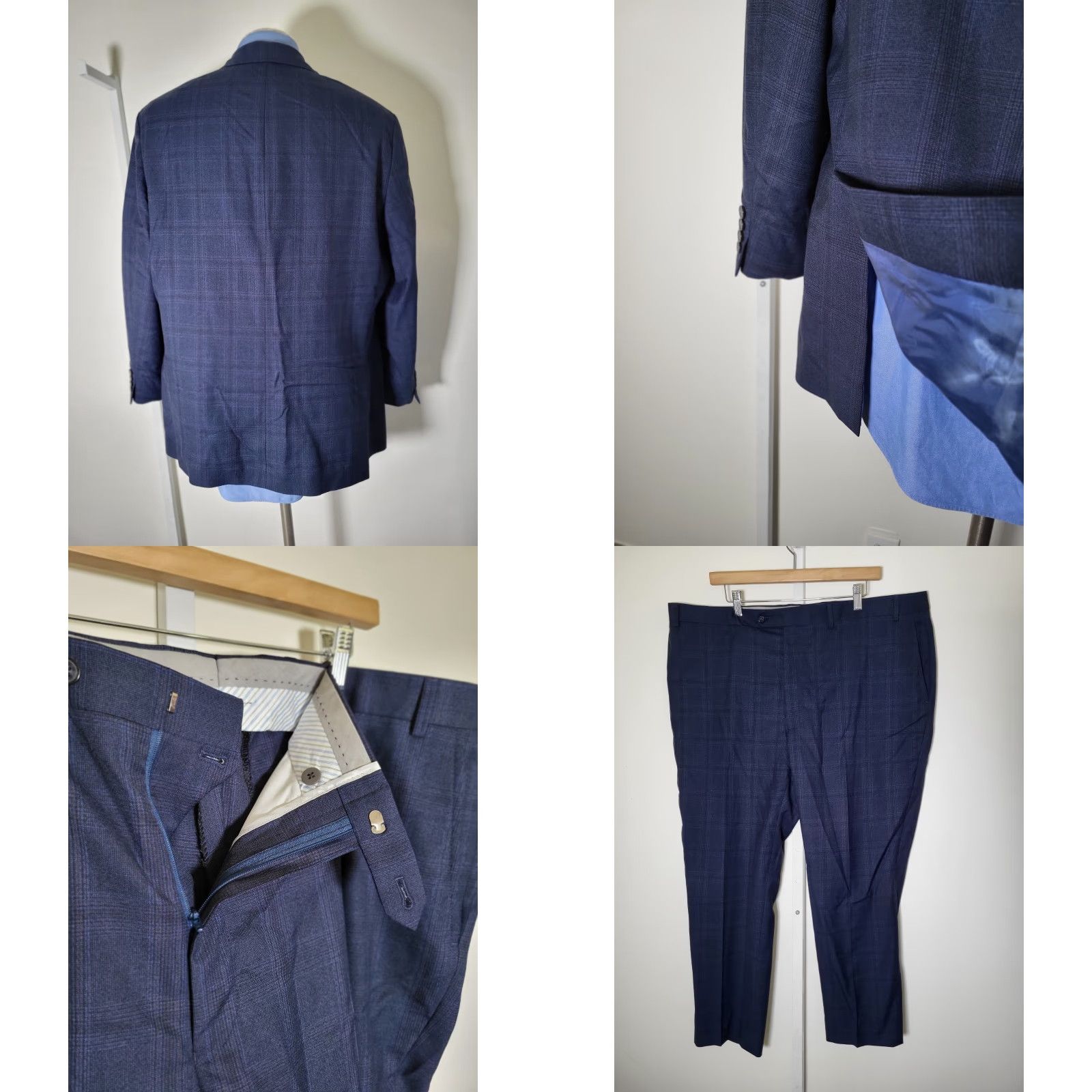 Hart Schaffner Marx Hart Schaffner Marx NY Fit 48R red Blue Plaid 2-piece DRAGO Suit Jacket Pants Size 48R - 8 Thumbnail