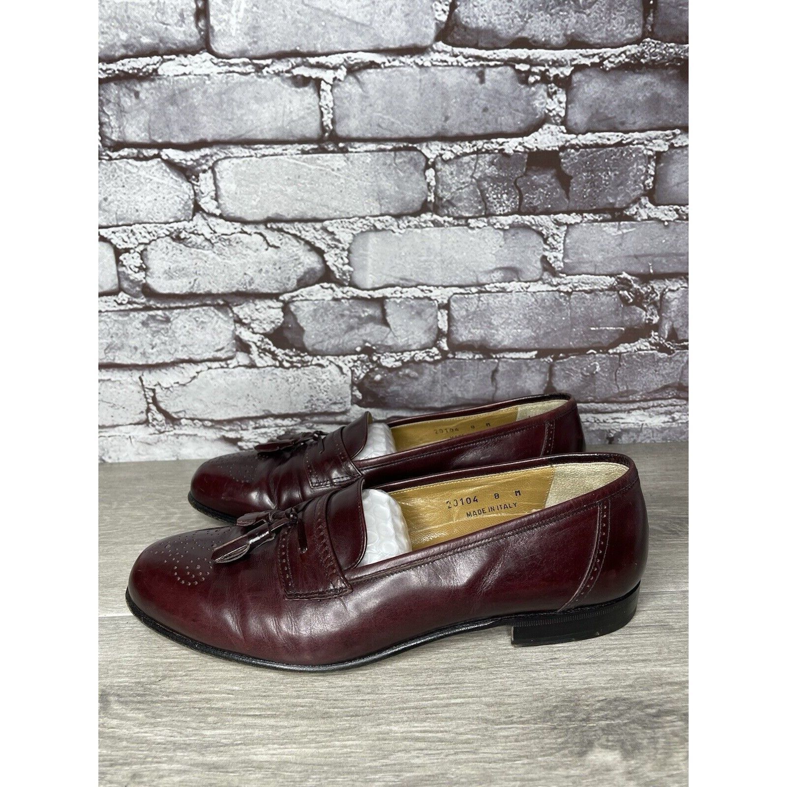 Other Stamati Mastroianni Burgundy Leather Wingtip Tassel Loafers Size US 8 / EU 41 - 6 Thumbnail