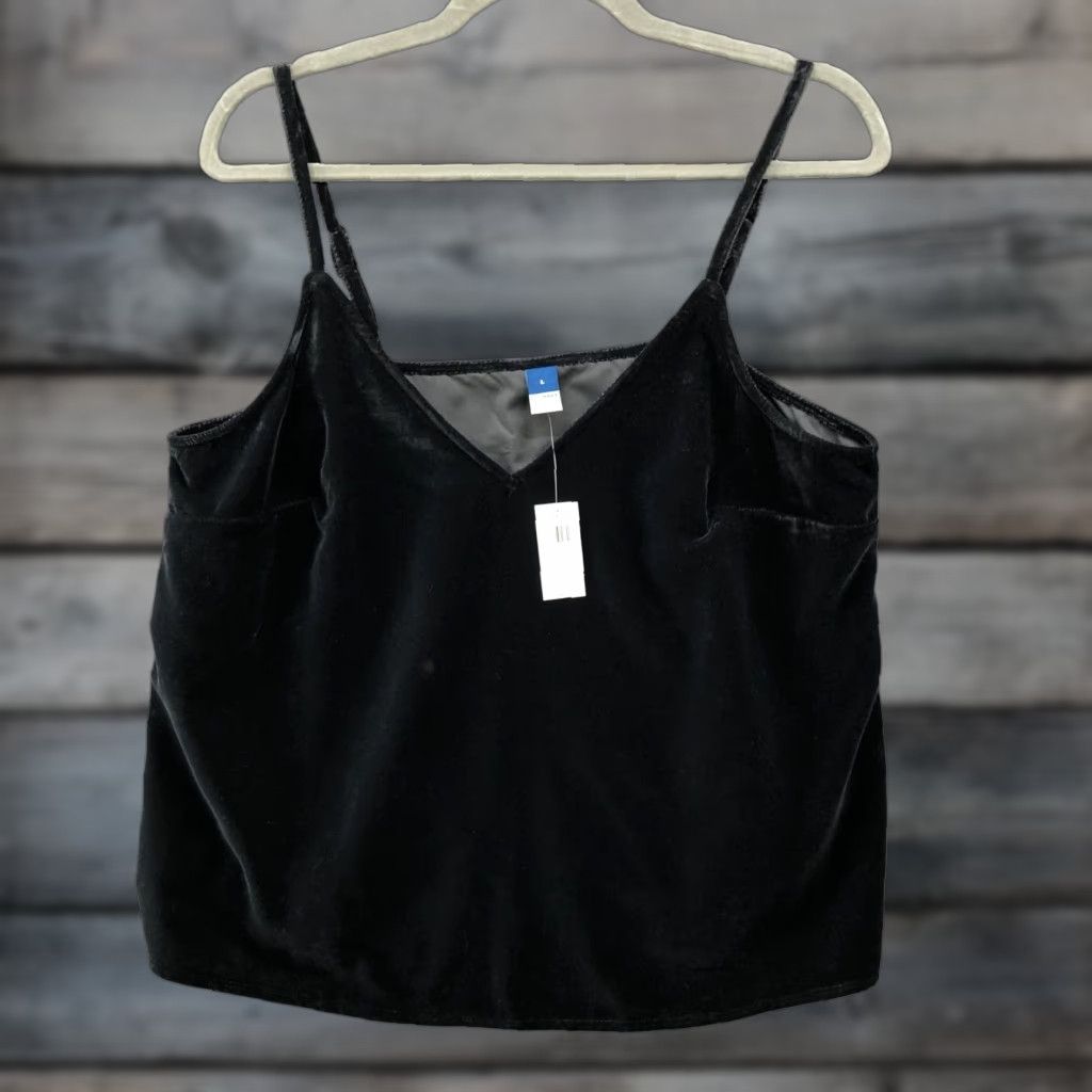 Old Navy Old Navy Velvet Cami Tank Womens L Black V-Neck Adjustable Strap Size L / US 10 / IT 46 - 1 Thumbnail