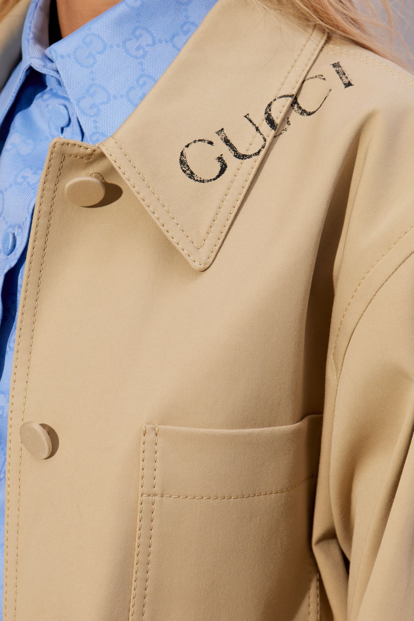 Gucci o1la5ras0526 Cotton Stretch Garbadine Jacket in Beige Size L / US 10 / IT 46 - 5 Thumbnail