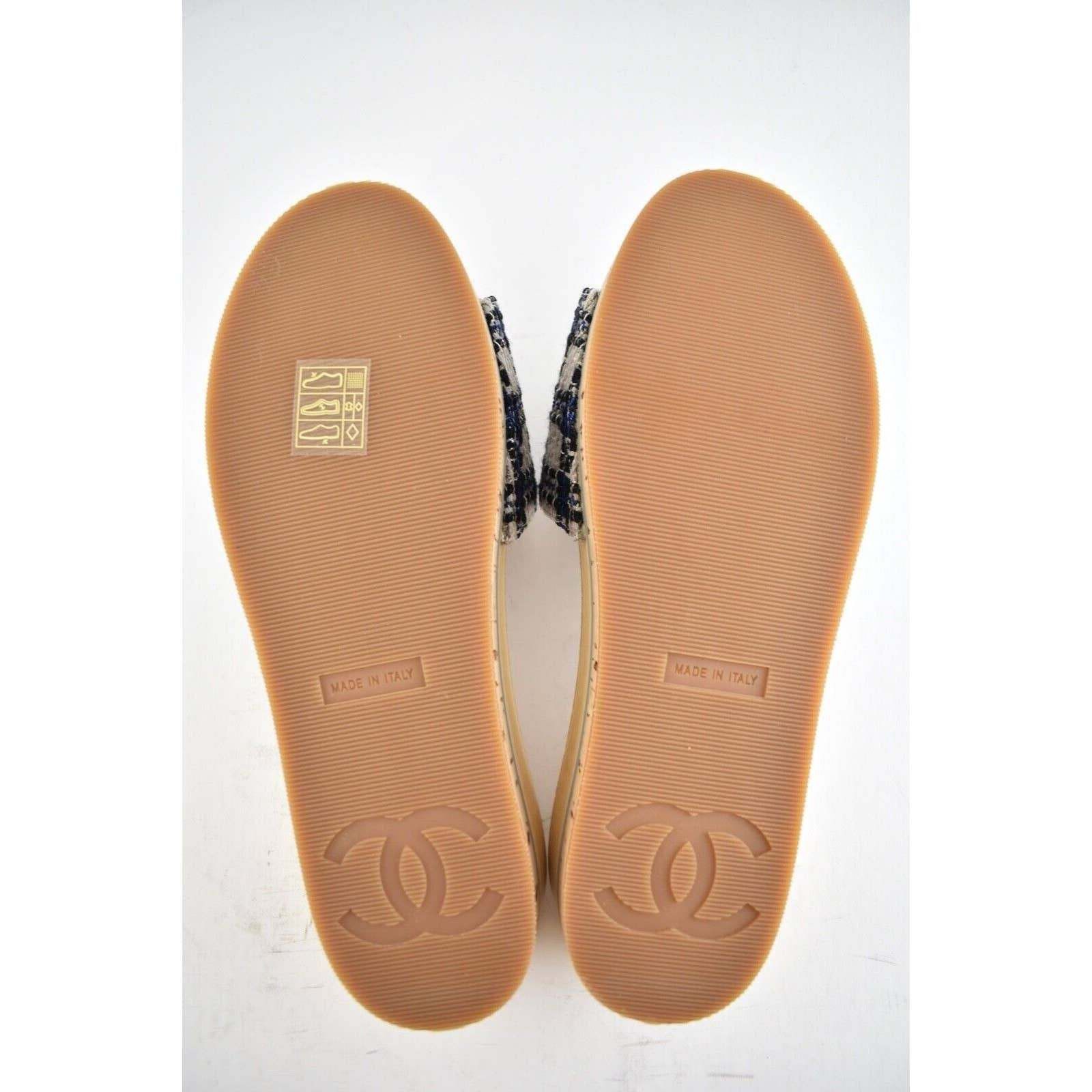 Chanel Chanel 20P Blue Tweed Denim CC Logo Cork Mule Slide Slip Size US 11 / IT 41 - 9 Thumbnail