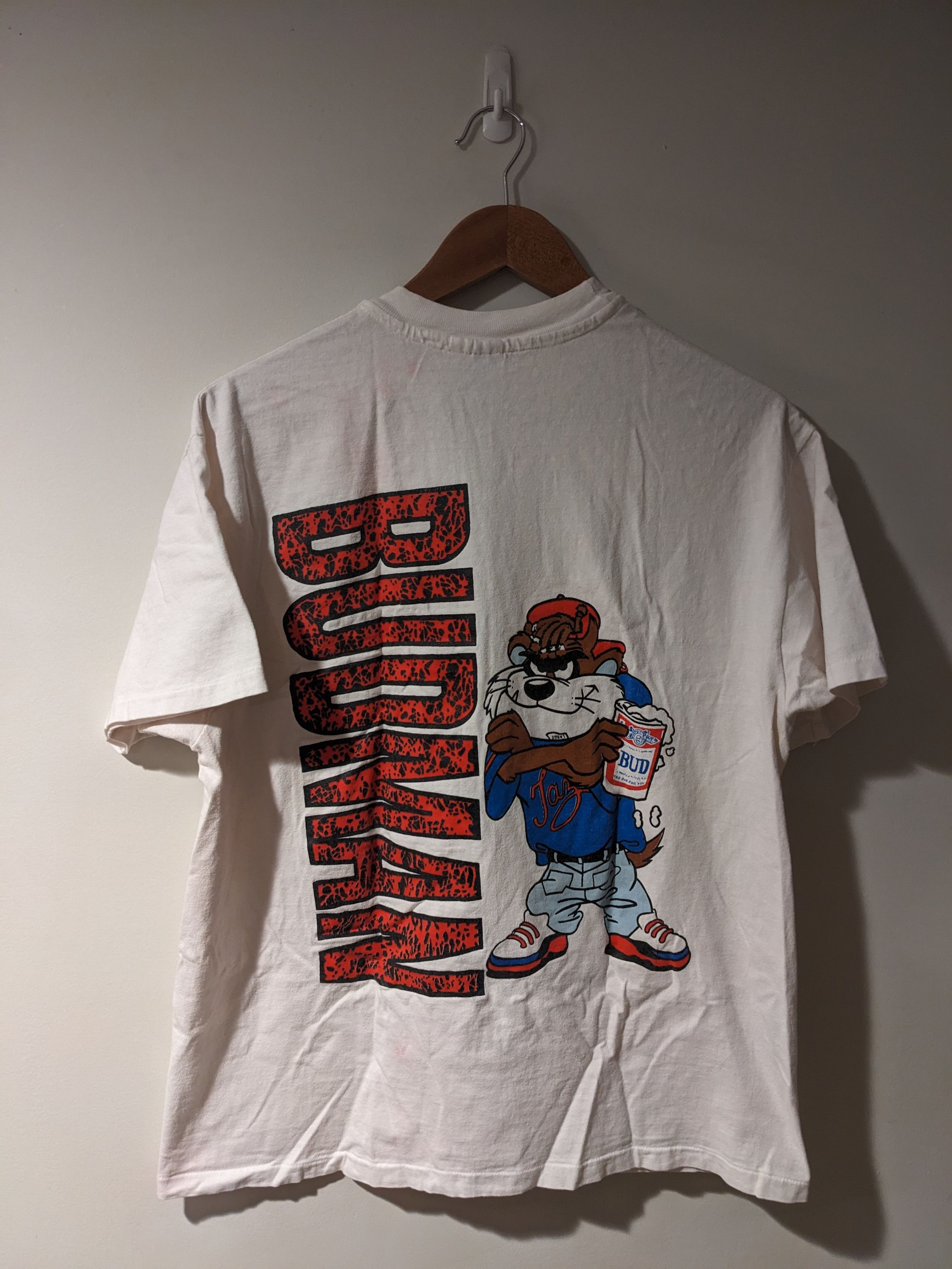 Cartoon Network × Vintage Vintage 90s Looney Tunes Taz Bud Weiser Beer Large T-Shirt Size US L / EU 52-54 / 3 - 5 Thumbnail