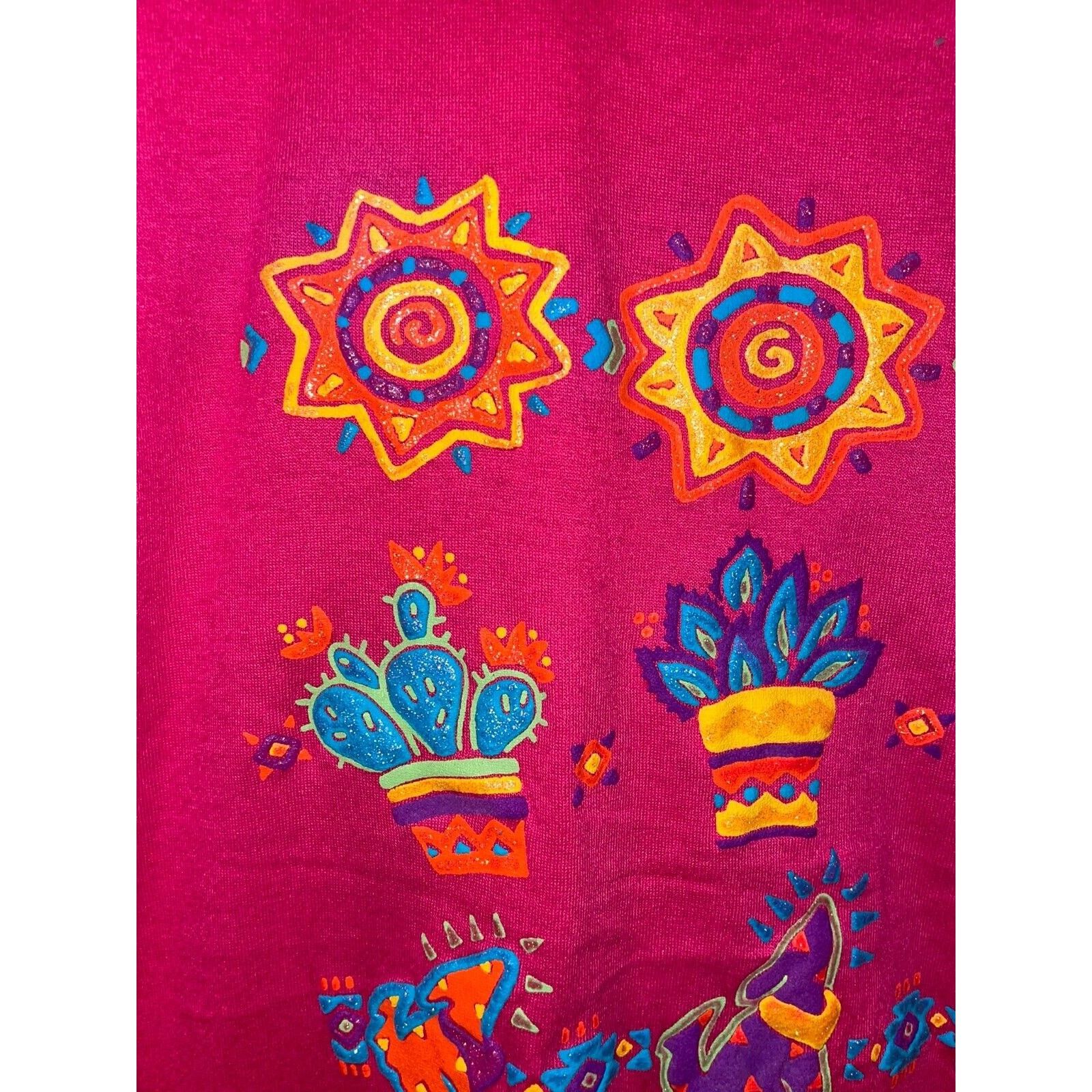Jerzees Vintage New Mexico Shirt Wolf Coyote Native Art Tee Pink 90s Size US L / EU 52-54 / 3 - 3 Thumbnail