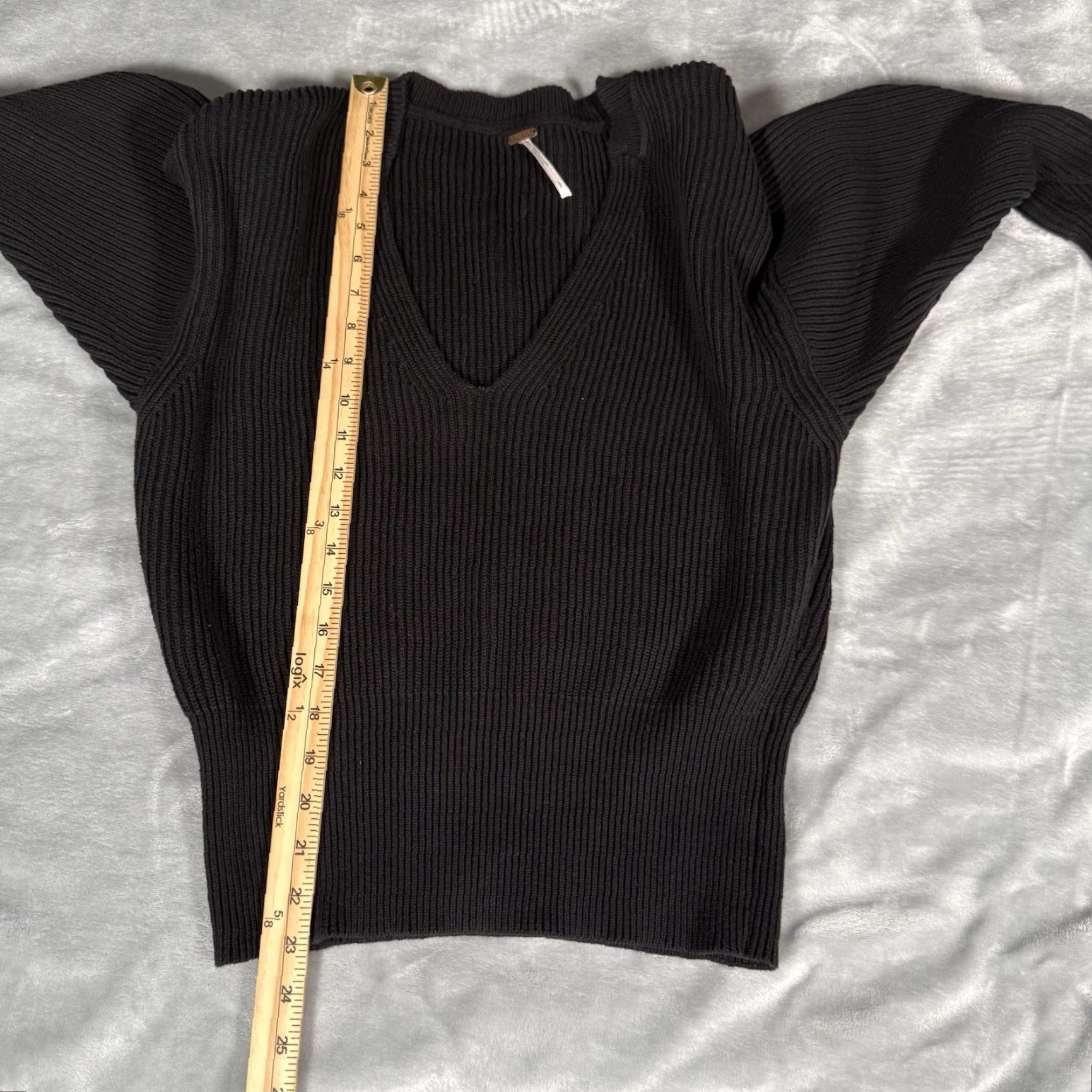 Free People Free People Ribbed Knit Sweater Womens Small Deep V Neck Oversized Black Shirt Pullover Casual Womens Size S / US 4 / IT 40 - 8 Thumbnail