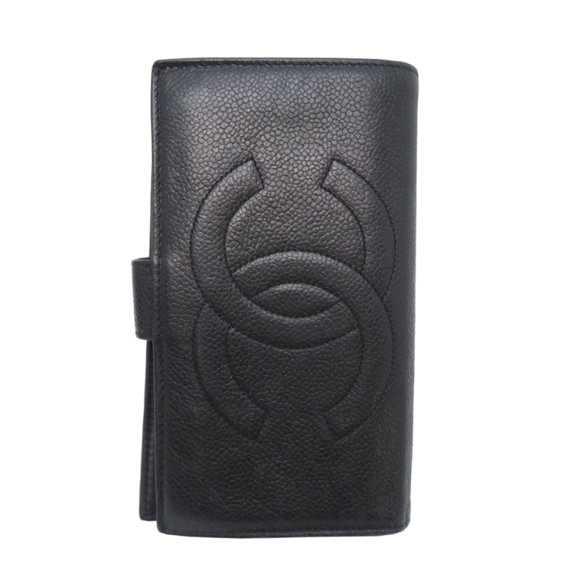 Chanel Chanel Coco Mark Clasp Purse Women's Long Wallet A33911 Caviar Leather Black Size ONE SIZE - 1 Thumbnail