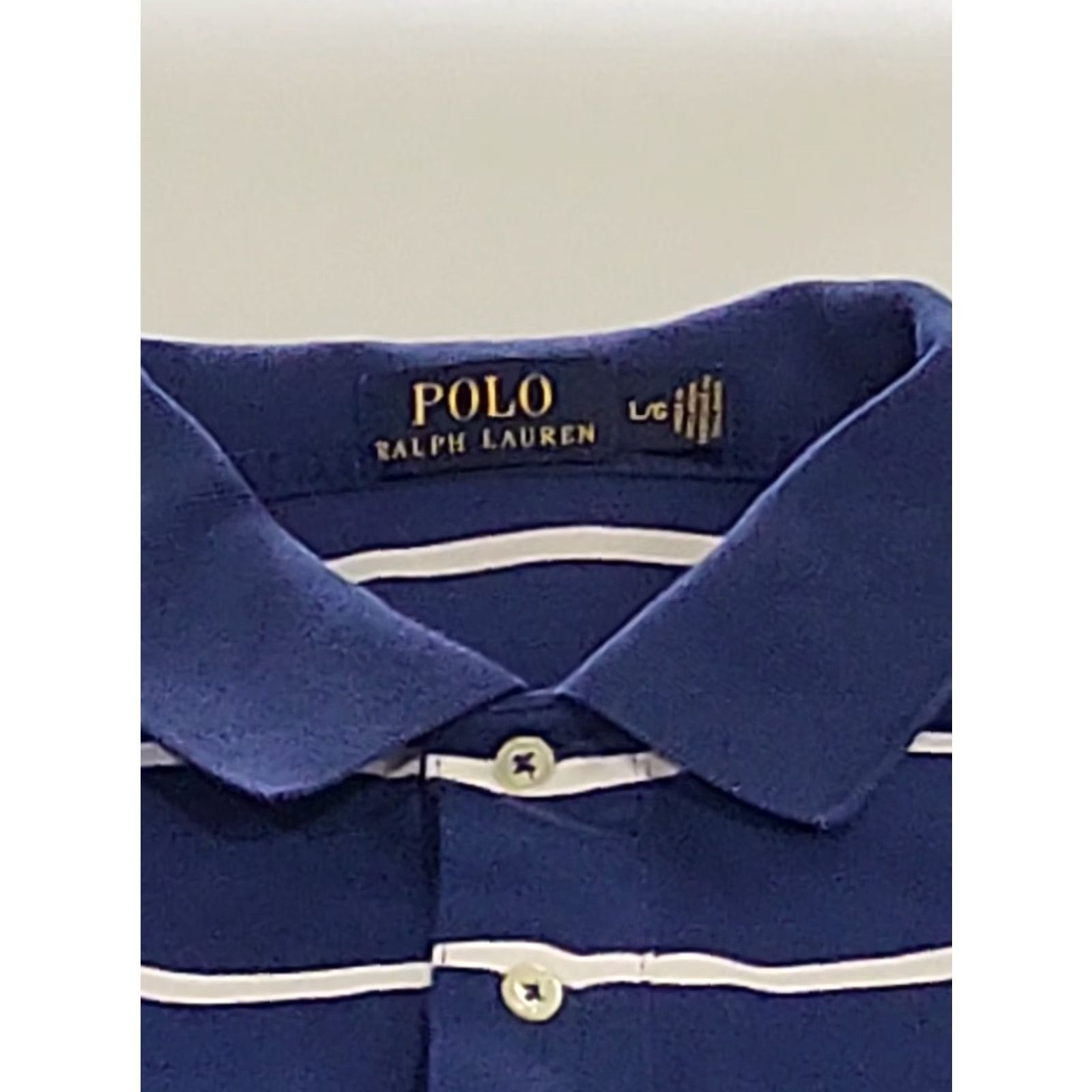 Ralph Lauren VINTAGE Polo Ralph Lauren SS Large Blue White Stripe Polo Shirt 44" Chest Likeonew Size US L / EU 52-54 / 3 - 4 Thumbnail