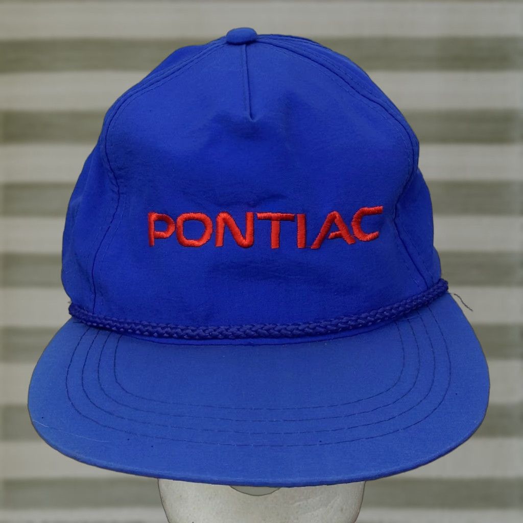 Vintage VINTAGE Yupoong Pontiac Snapback Nylon Hat Mens One Size Blue USA 90s Cars Adjustable Snapback Hat Size ONE SIZE - 1 Thumbnail