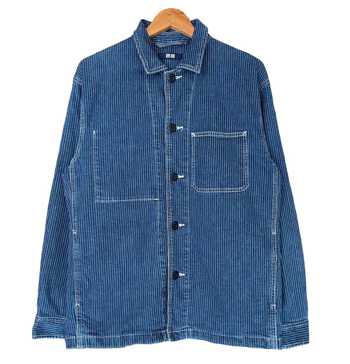 Uniqlo Rare UNIQLO Wabash Stripes Chore Denim Jacket sz M Size US M / EU 48-50 / 2 - 1 Thumbnail