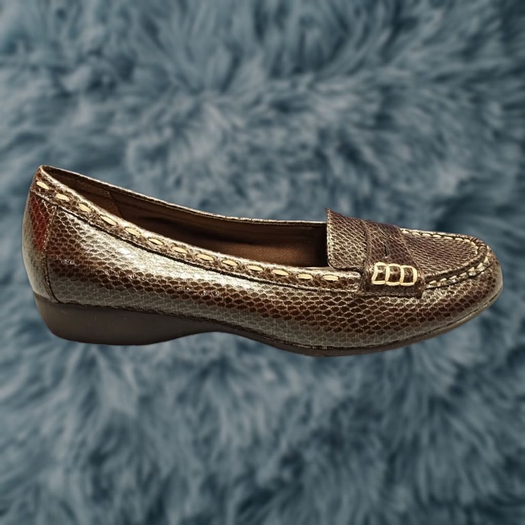 Etienne Aigner Etienne Aigner Ester Flats Womens Size 9M Brown Snake Leather Comfort 92694-7 Size US 9 / IT 39 - 1 Thumbnail