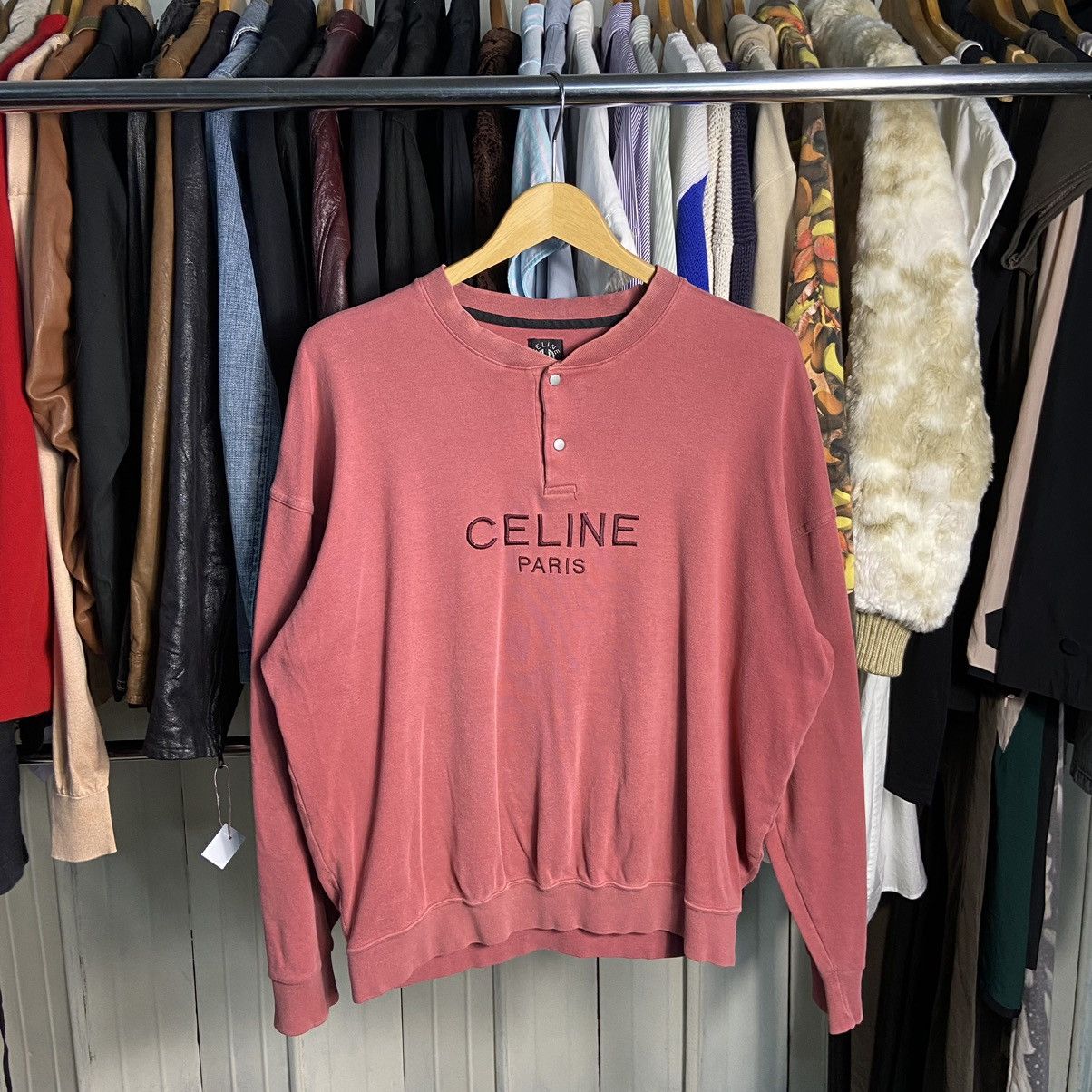 Celine Vintage Celine Henley Crewneck Embroidery Size US M / EU 48-50 / 2 - 1 Thumbnail