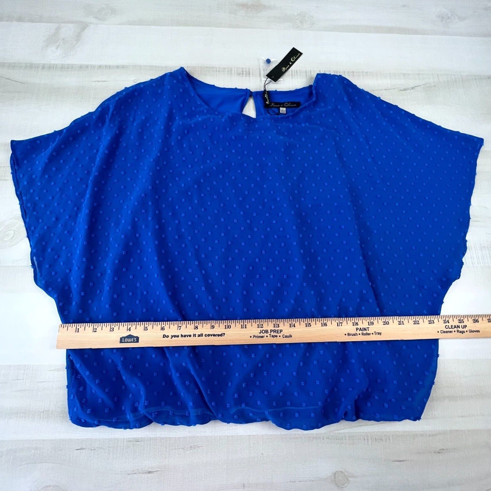 Vintage Rose & Olive Womens Blue Short Sleeve Blouse Large Flowy Loose Shirt Size L / US 10 / IT 46 - 7 Thumbnail