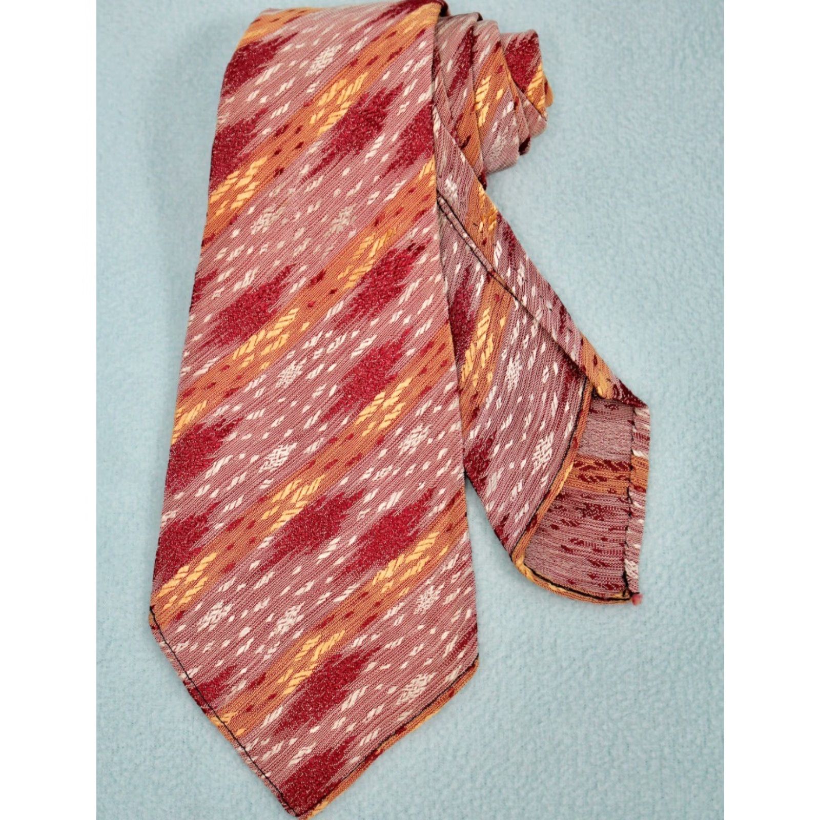 Vintage VTG 1930s Red & Yellow Abstract Pattern Necktie Men’s Tie 30s Rayon Vintage Condition Mens Size ONE SIZE - 2 Thumbnail