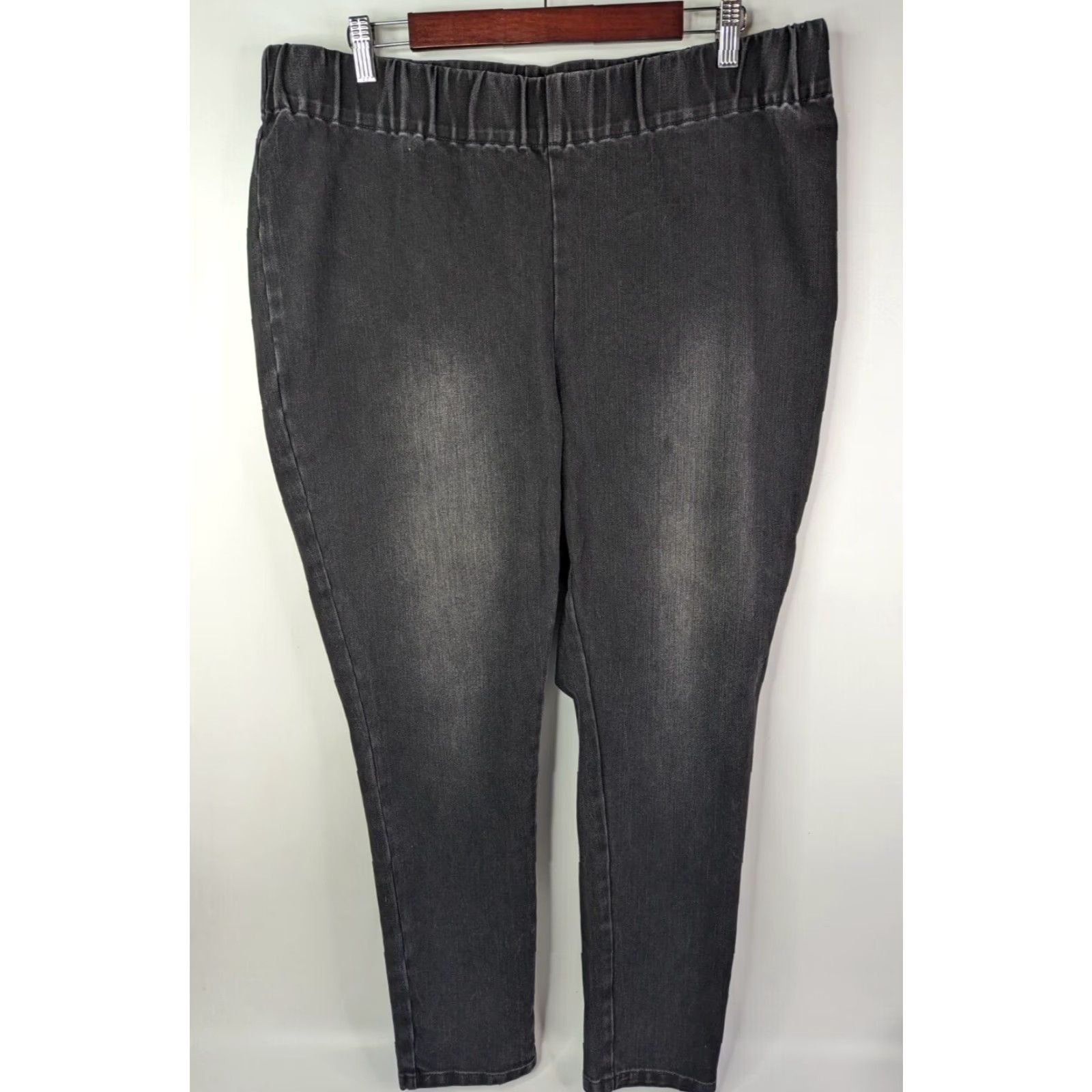 Soft Surroundings Soft Surroundings Jeans Womens 1X Black Denim Pull-on Jegging Elastic Waist Stretch 54848 Size 40" / US 18 - 2 Thumbnail
