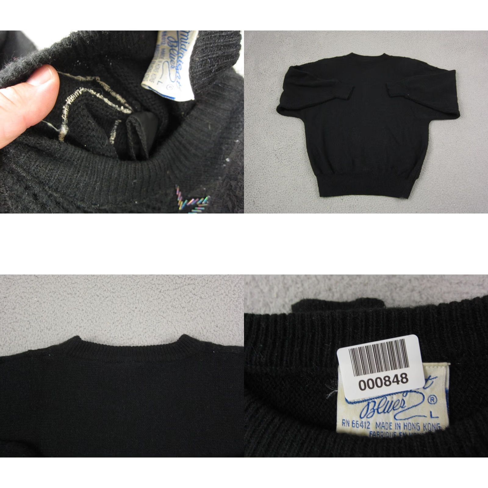 Vintage VINTAGE Midnight Blues Sweater Womens Large Black Sequin Studded Pullover 80s Size L / US 10 / IT 46 - 8 Thumbnail