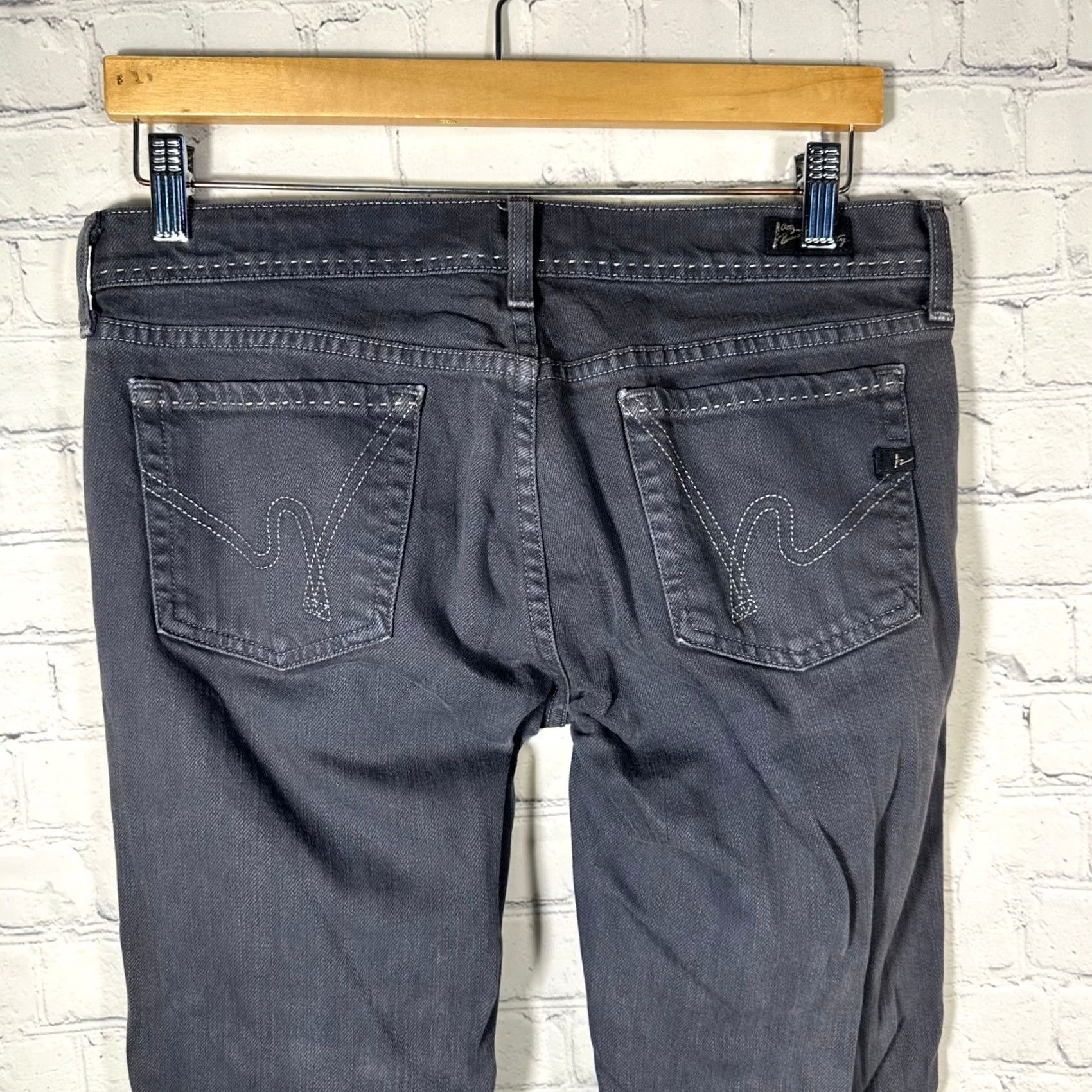 Citizens Of Humanity Citizens of Humanity Womens Bootcut Jeans Faded Black Distressed 5-Pocket Low Rise 29 Bk Denim 35 Inseam Distressed Womens Jeans Size 29" - 7 Thumbnail