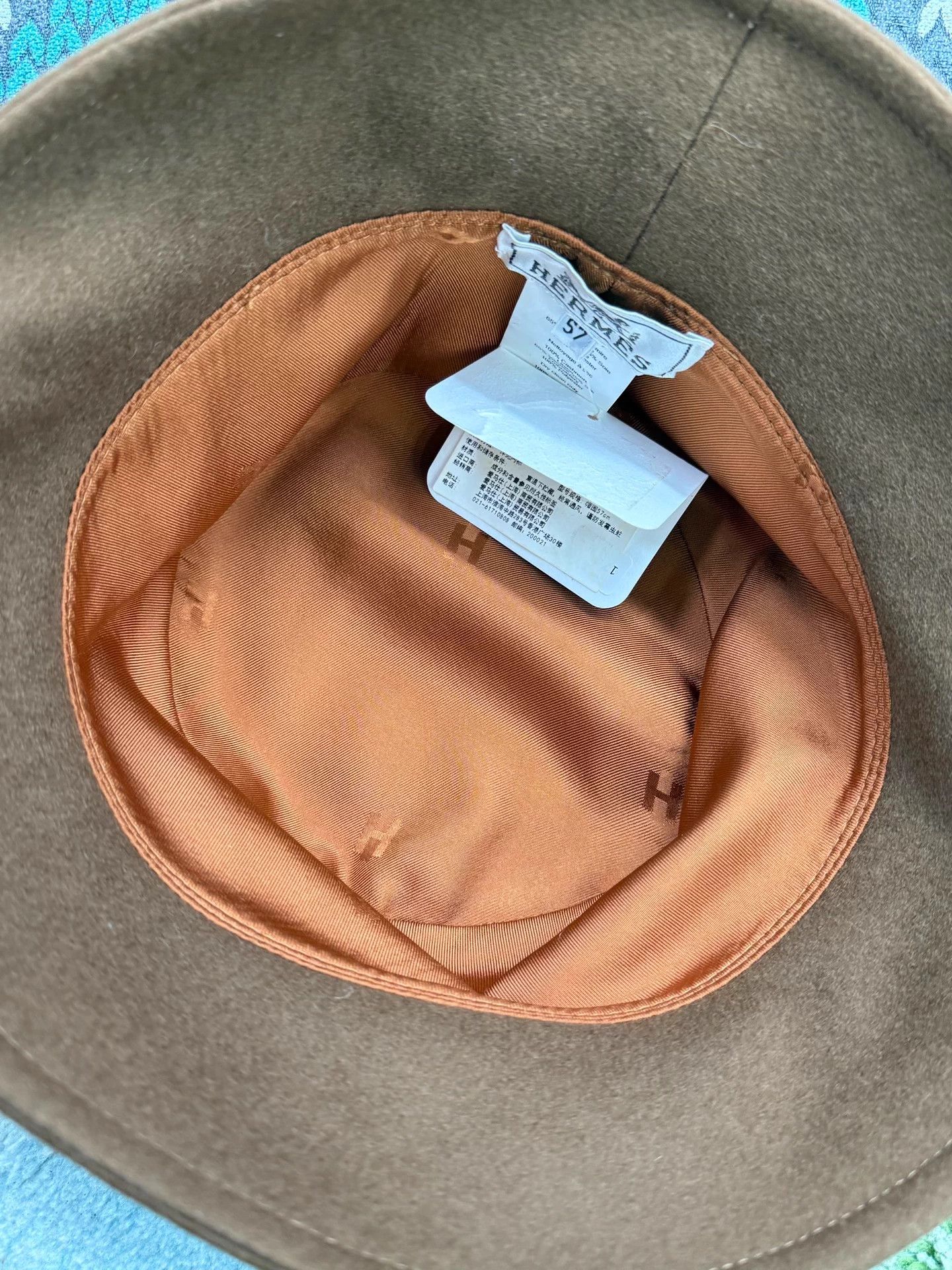 Hermes Hermes Khaki Embroidered Cashmere Fisherman Hat 57 Size ONE SIZE - 4 Thumbnail