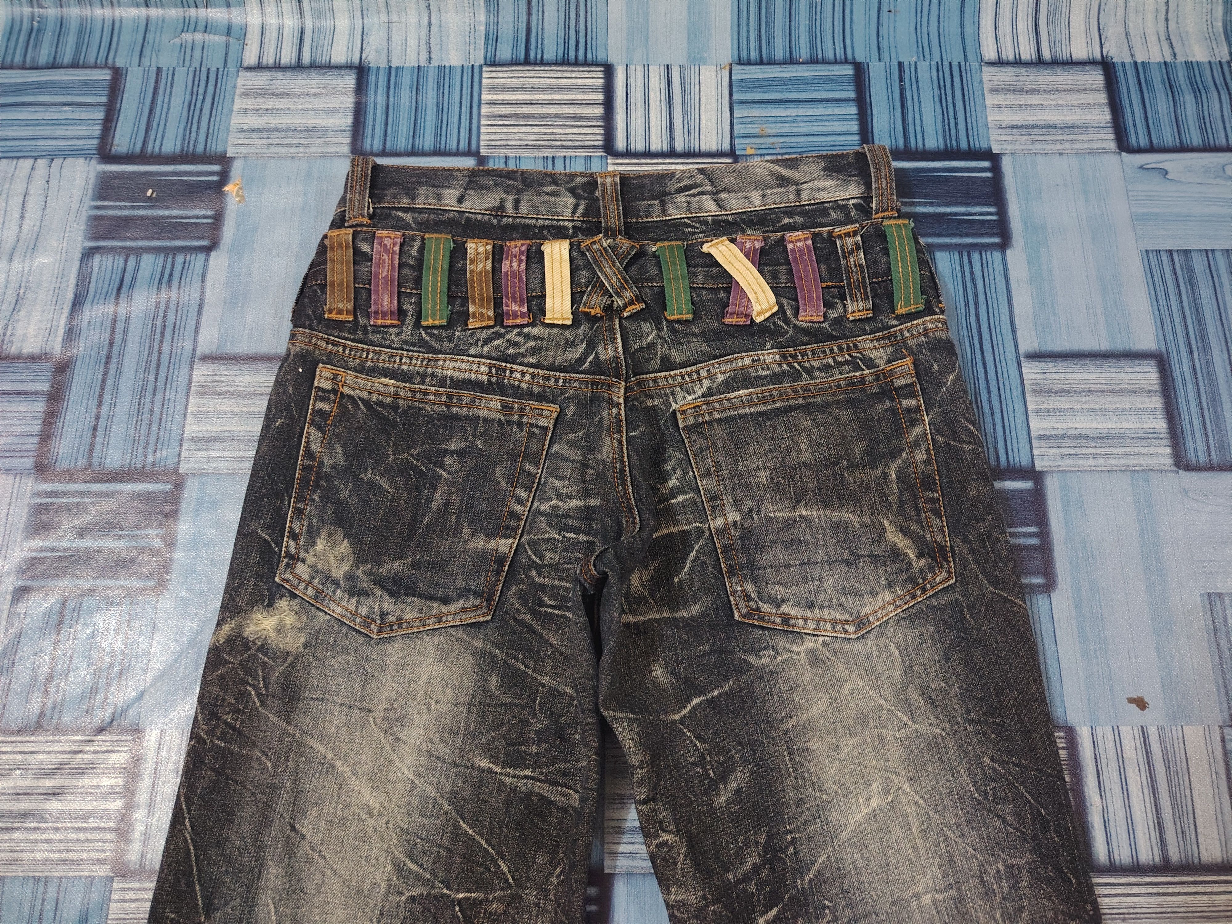 Who Decides War Japanese Nylaus Double Waist Distressed Jeans Size US 29 - 19 Thumbnail