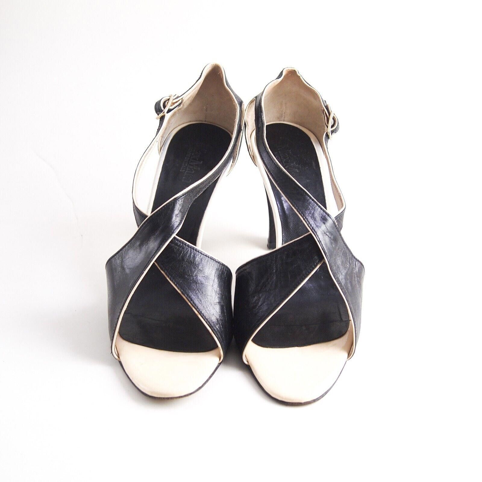 Designer Max Mara Slingback Sandals Black Leather EU 37 US 7 Size US 7 / IT 37 - 3 Thumbnail