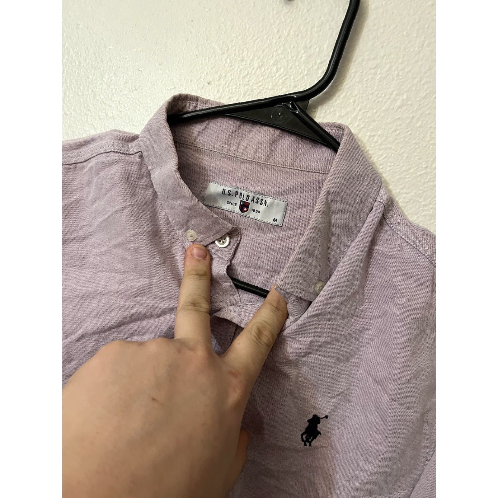 U.S. Polo Assn. US Polo Assn. Shirt Men M Purple Long Sleeve Button-Down Collared Chambray Cotton Polo Assn. Button-Up Casual Formal Business Size US M / EU 48-50 / 2 - 3 Thumbnail