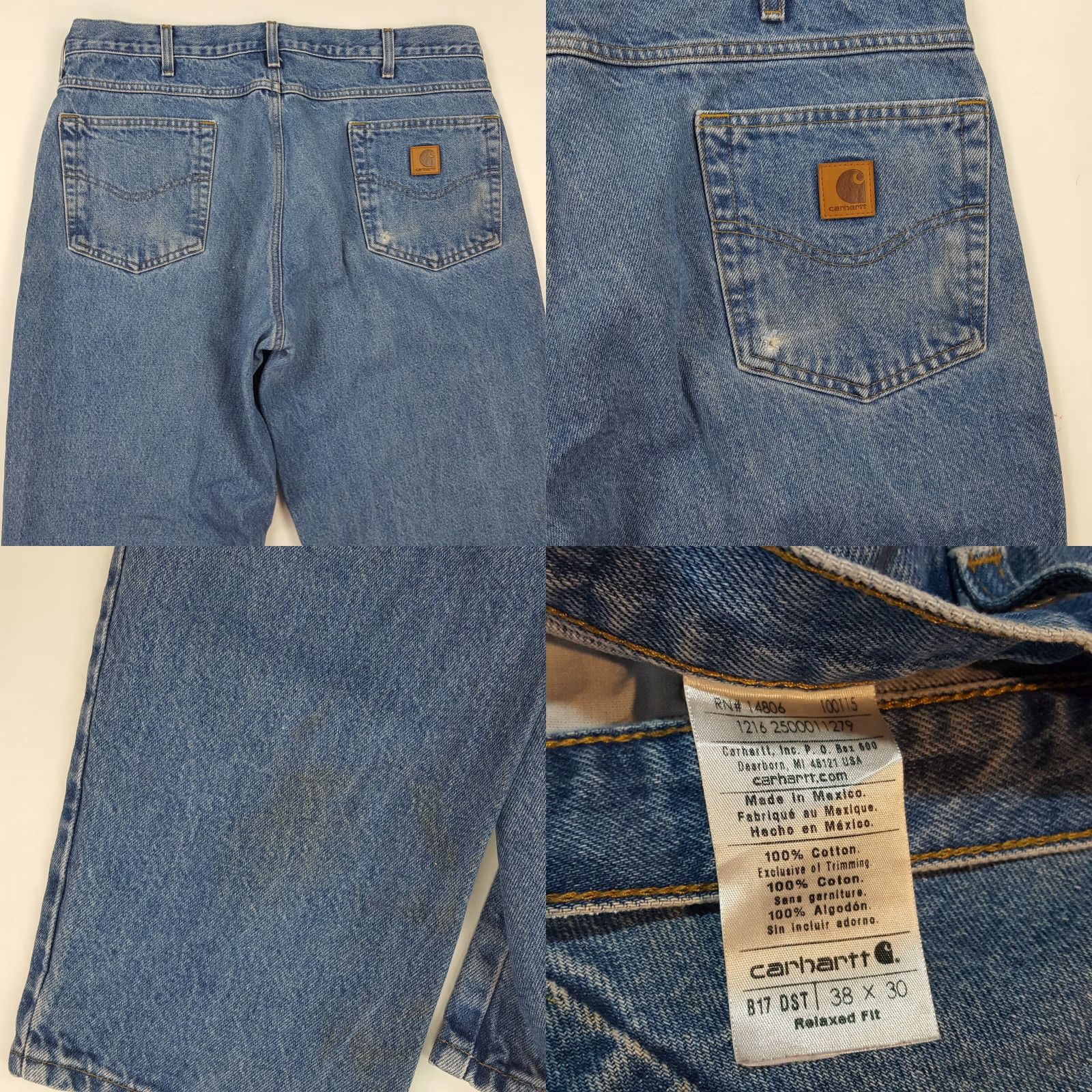Carhartt VINTAGE Carhartt Jeans Denim Blue 38x30 Distressed Relaxed Tapered Work Logo Men 90s Workwear USA American Retro Modern Fit: Relaxed, Regular Size US 38 / EU 54 - 8 Thumbnail